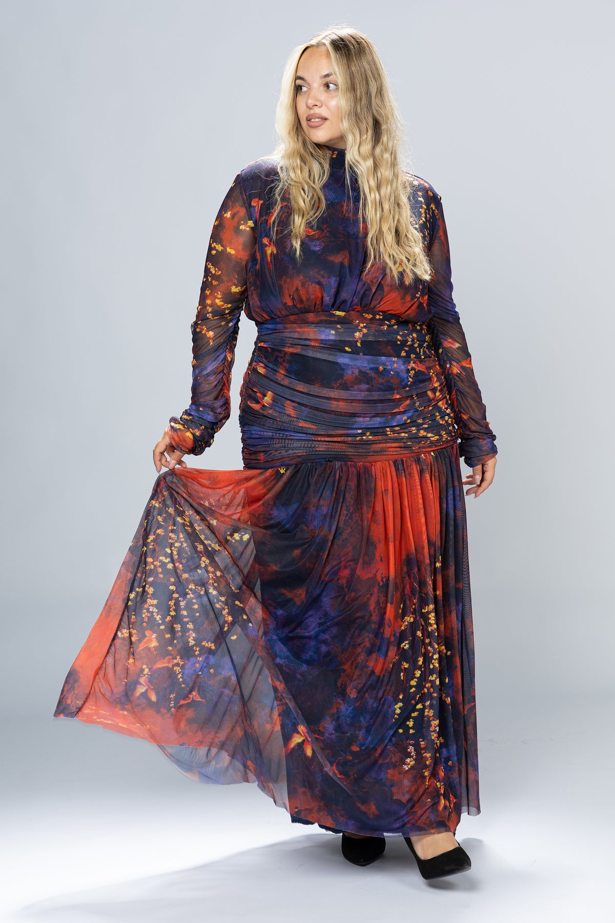 Dusk Ruched Tulle Maxi Dress