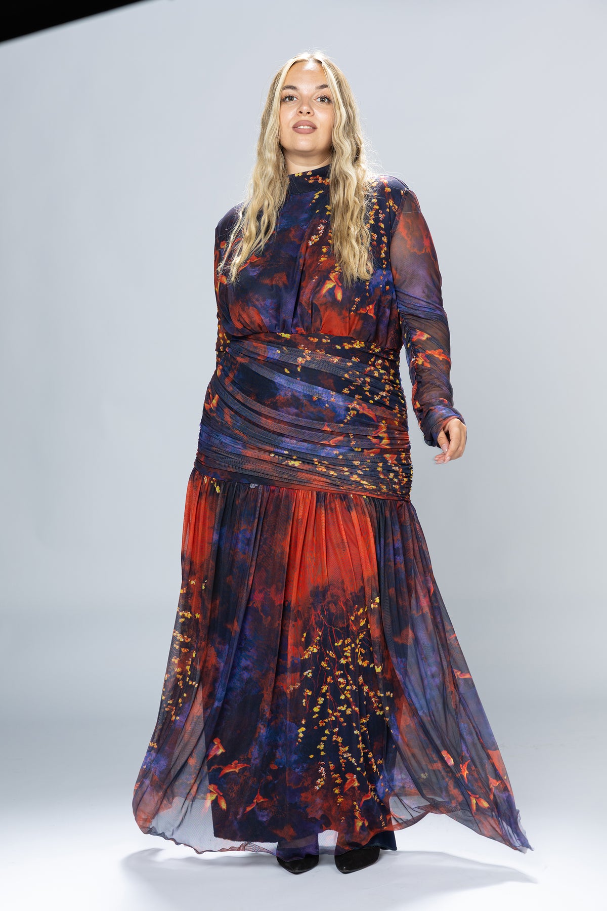Dusk Ruched Tulle Maxi Dress