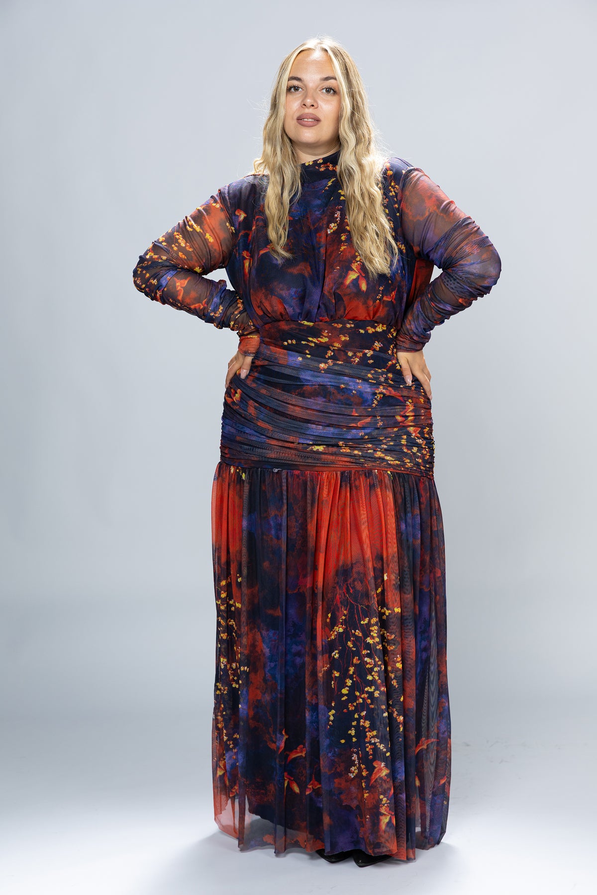 Dusk Ruched Tulle Maxi Dress
