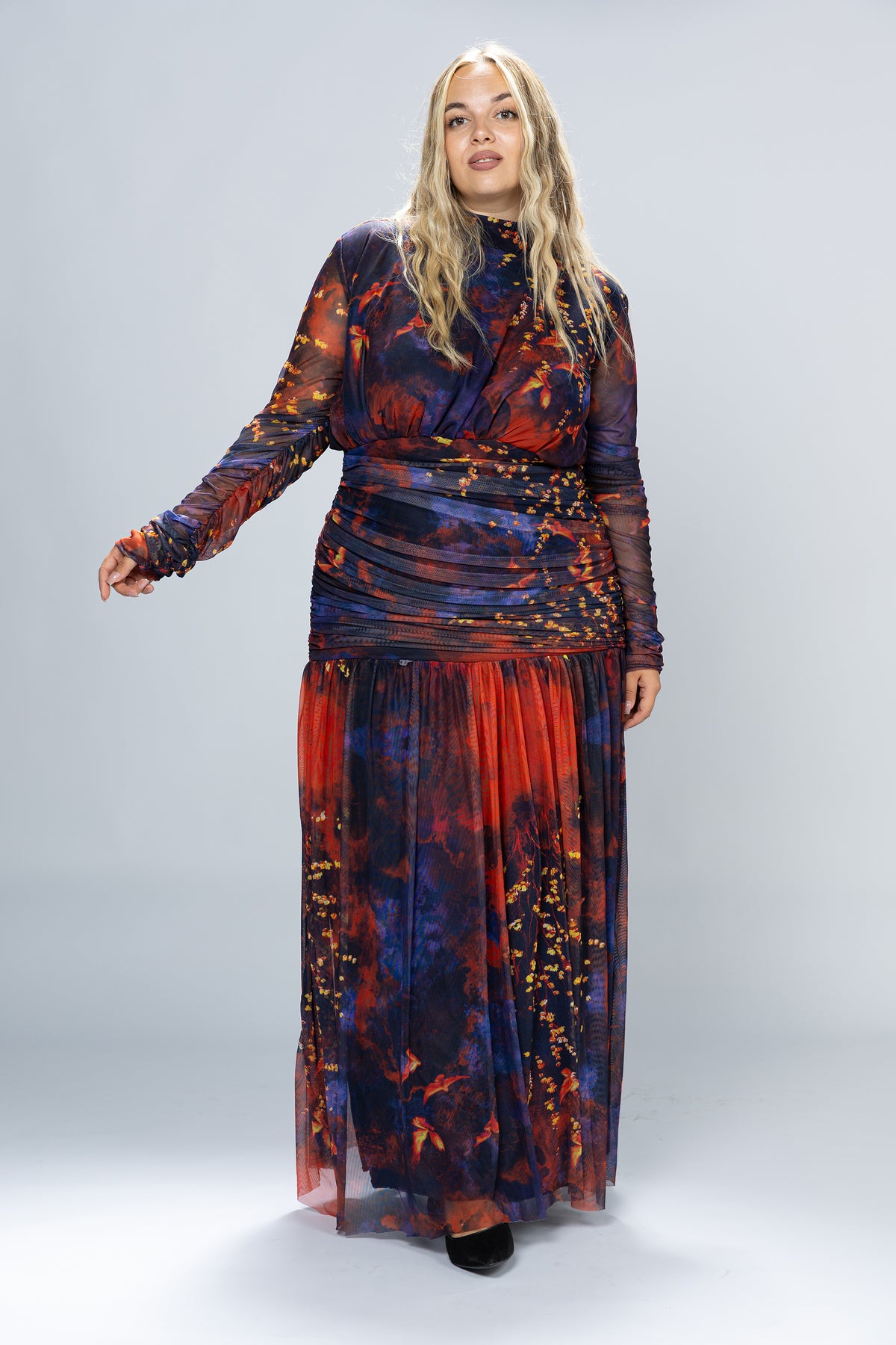 Dusk Ruched Tulle Maxi Dress
