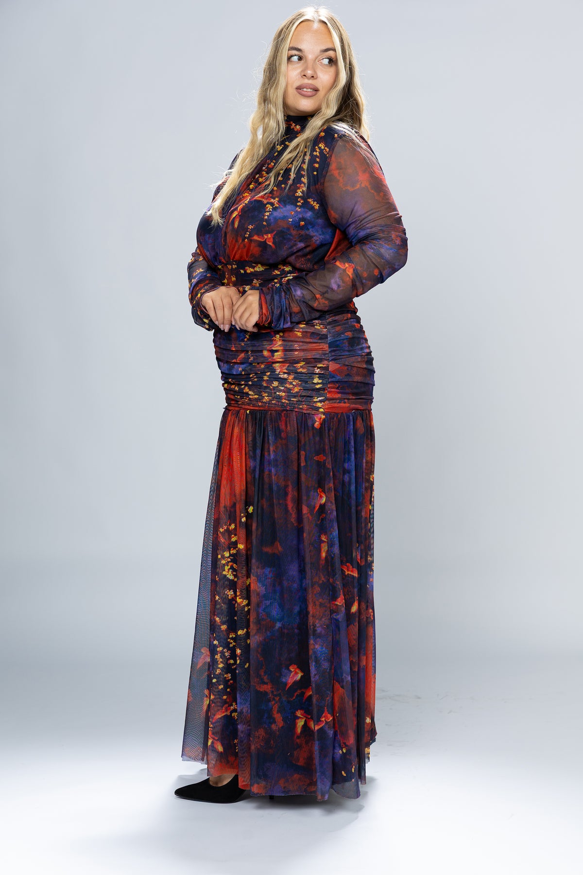 Dusk Ruched Tulle Maxi Dress