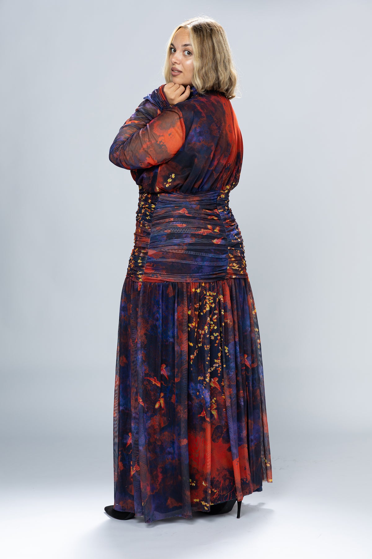 Dusk Ruched Tulle Maxi Dress