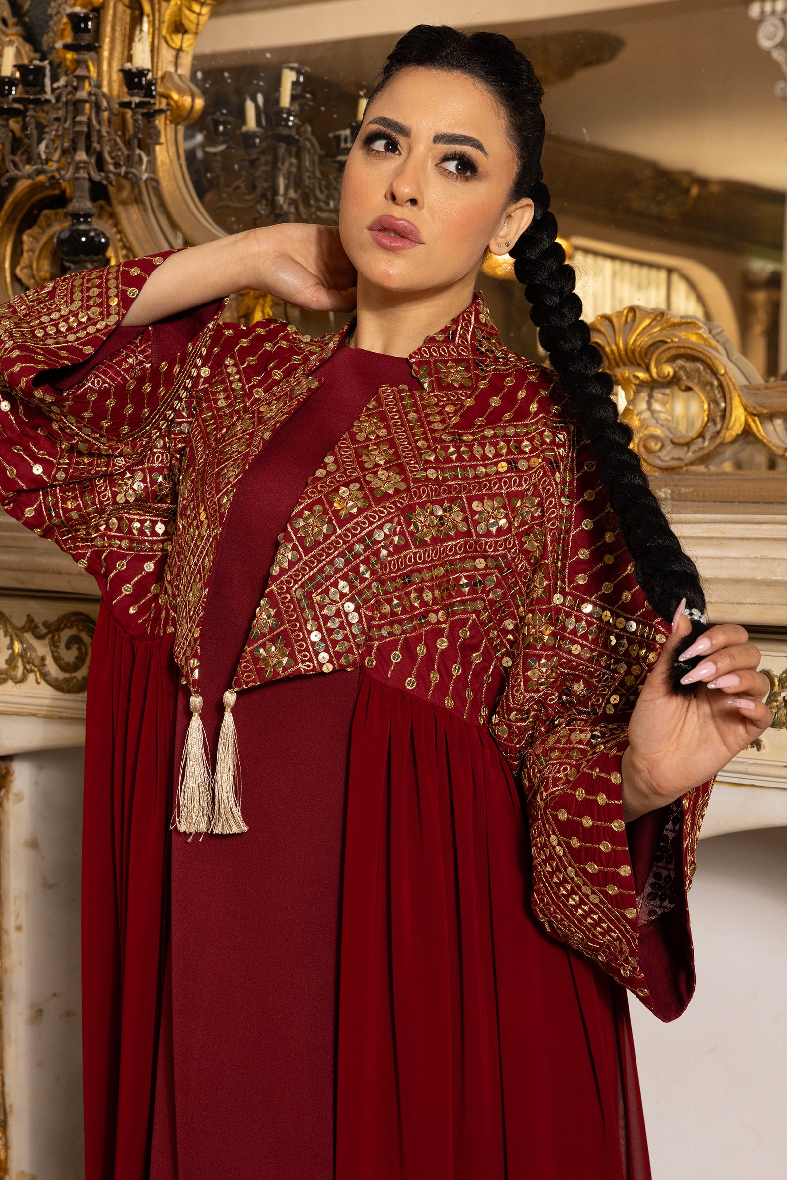 Amira Burgundy Kimono