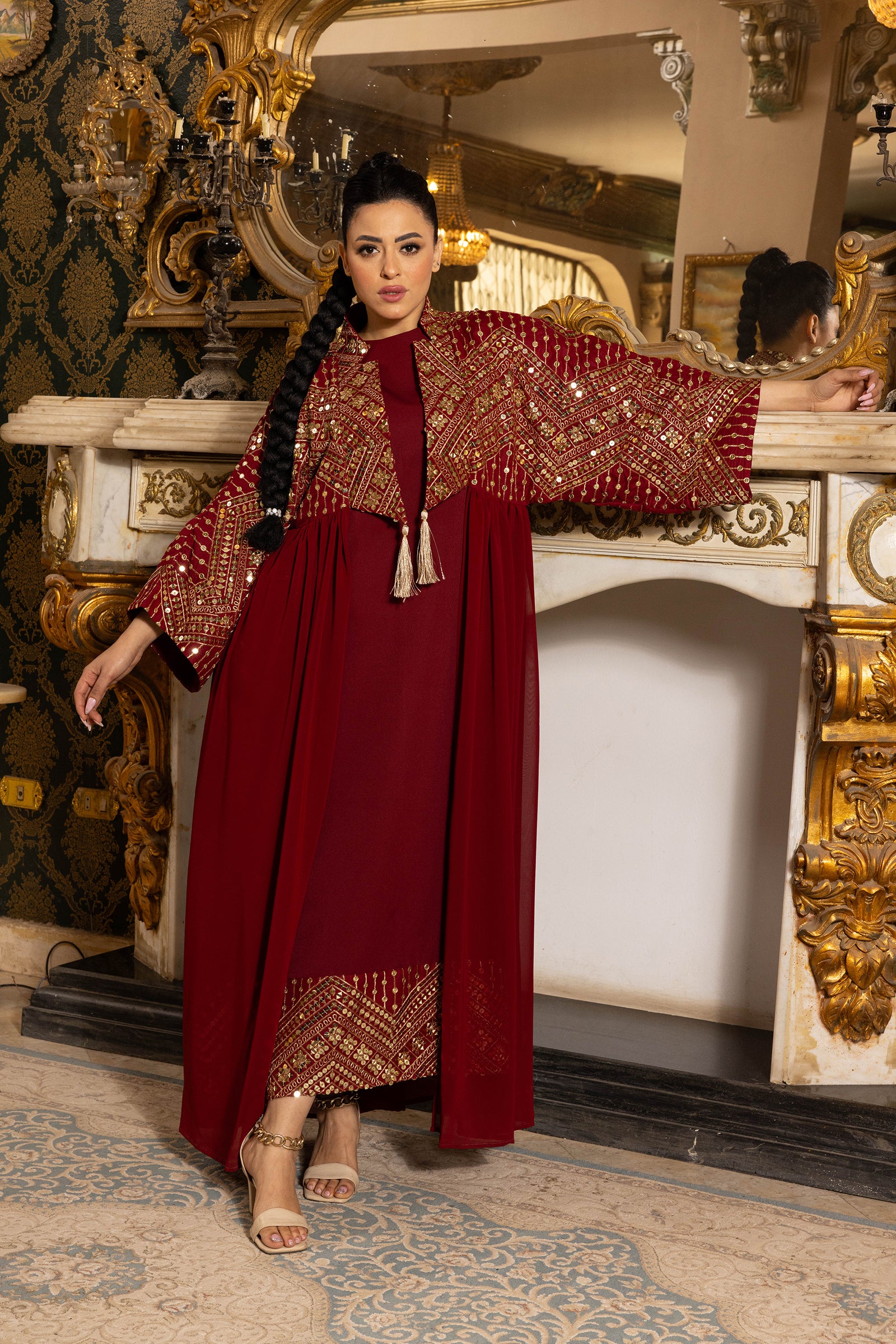 Amira Burgundy Kimono