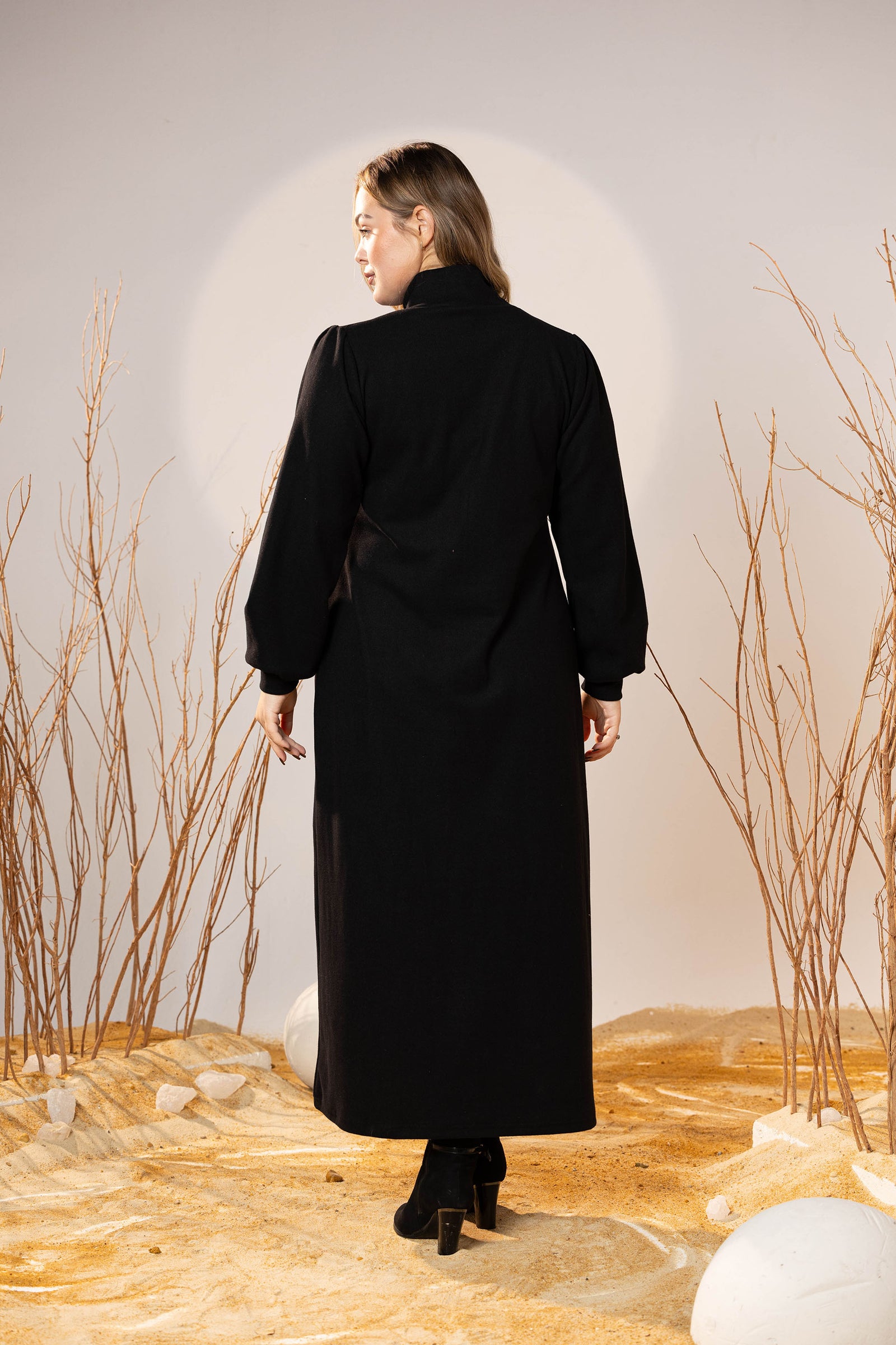 Black Cozy Wool Maxi Dress