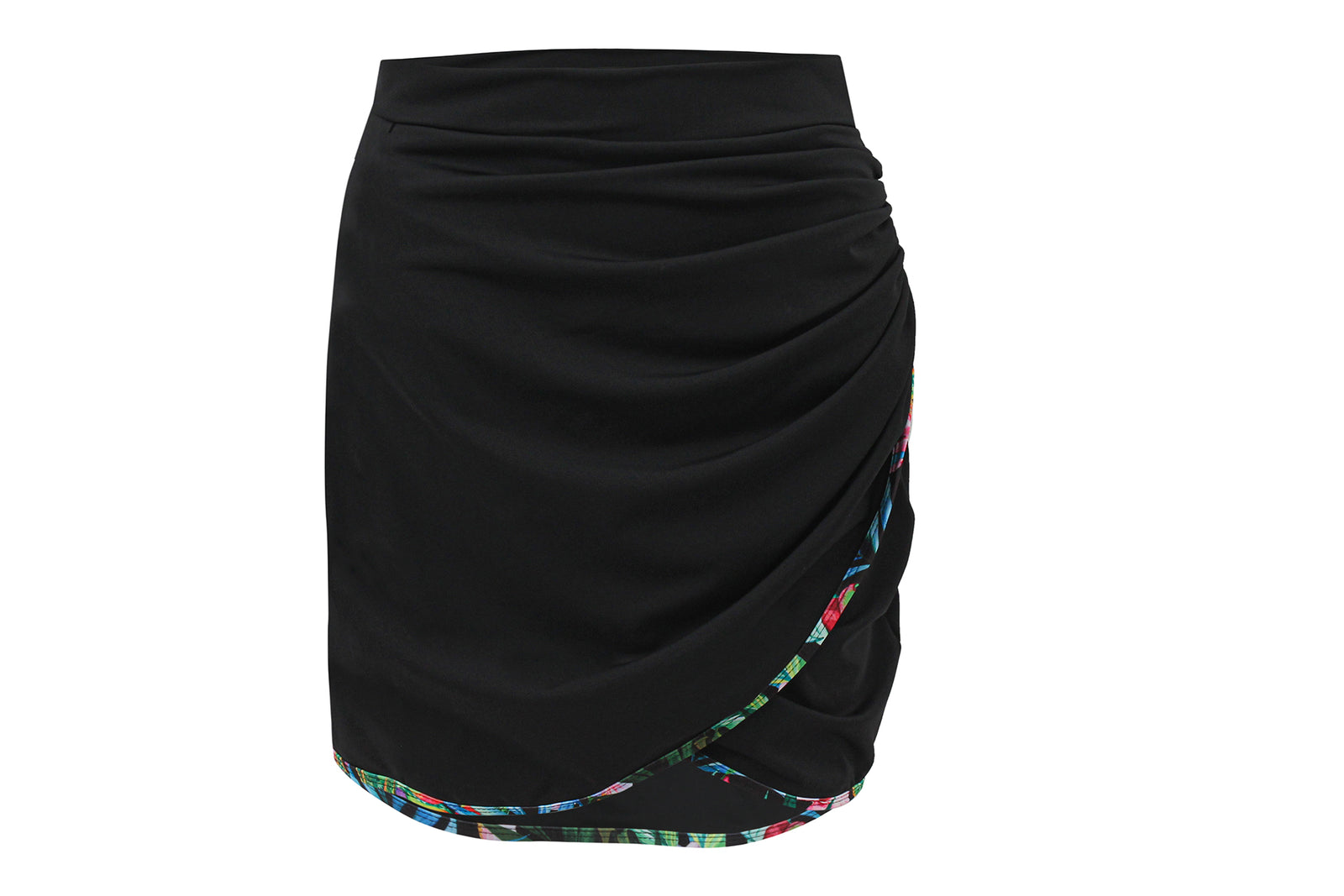 Black Ruched Cover-Up Skirt