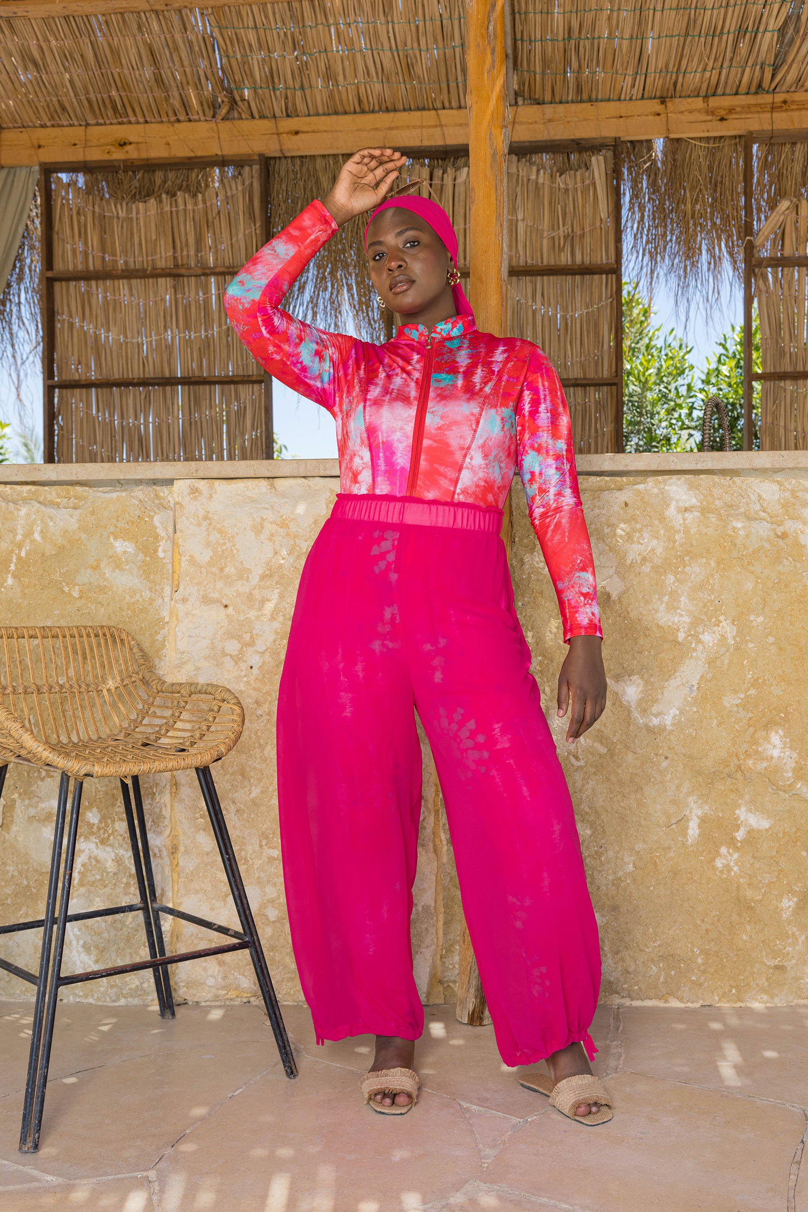 Blaze Burkini Set with Tie-Dye Cover-Up