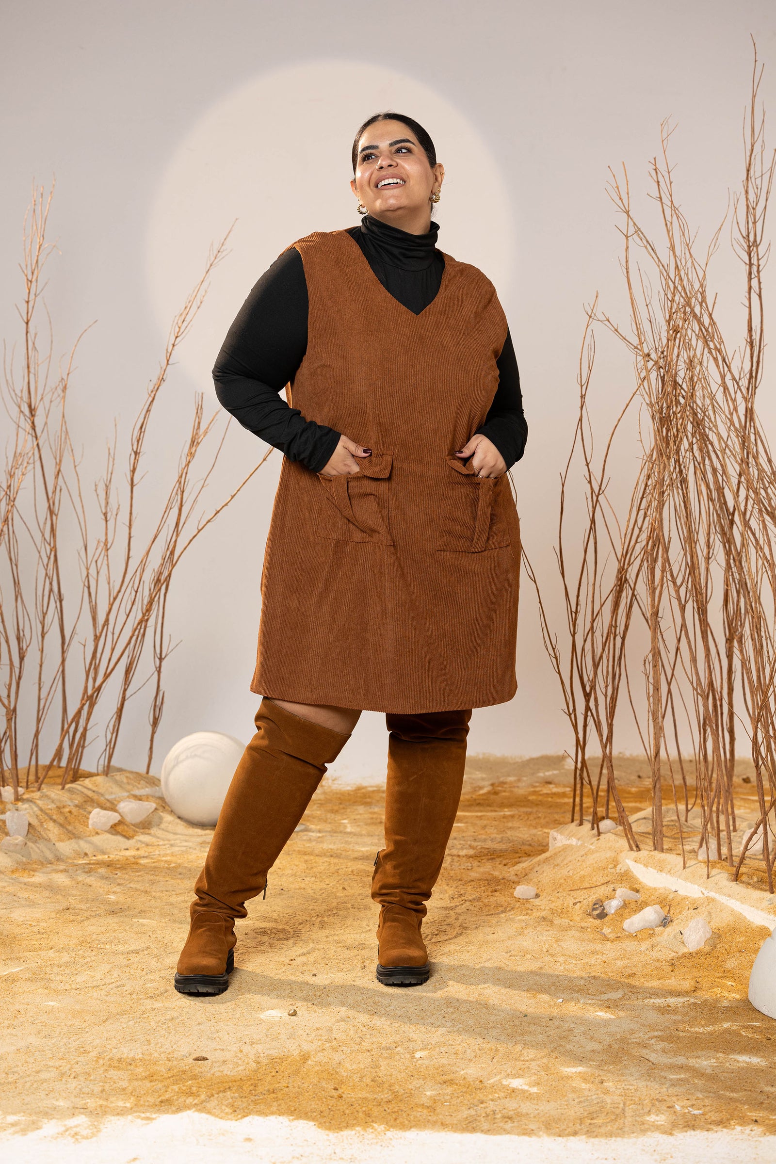 Caramel Pocket Cord Dress