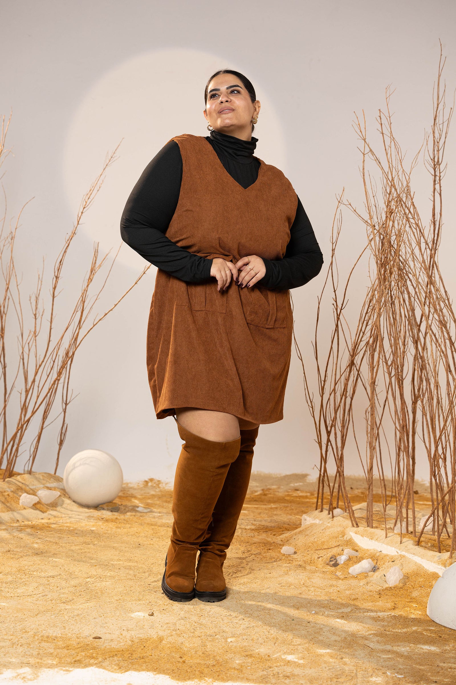 Caramel Pocket Cord Dress