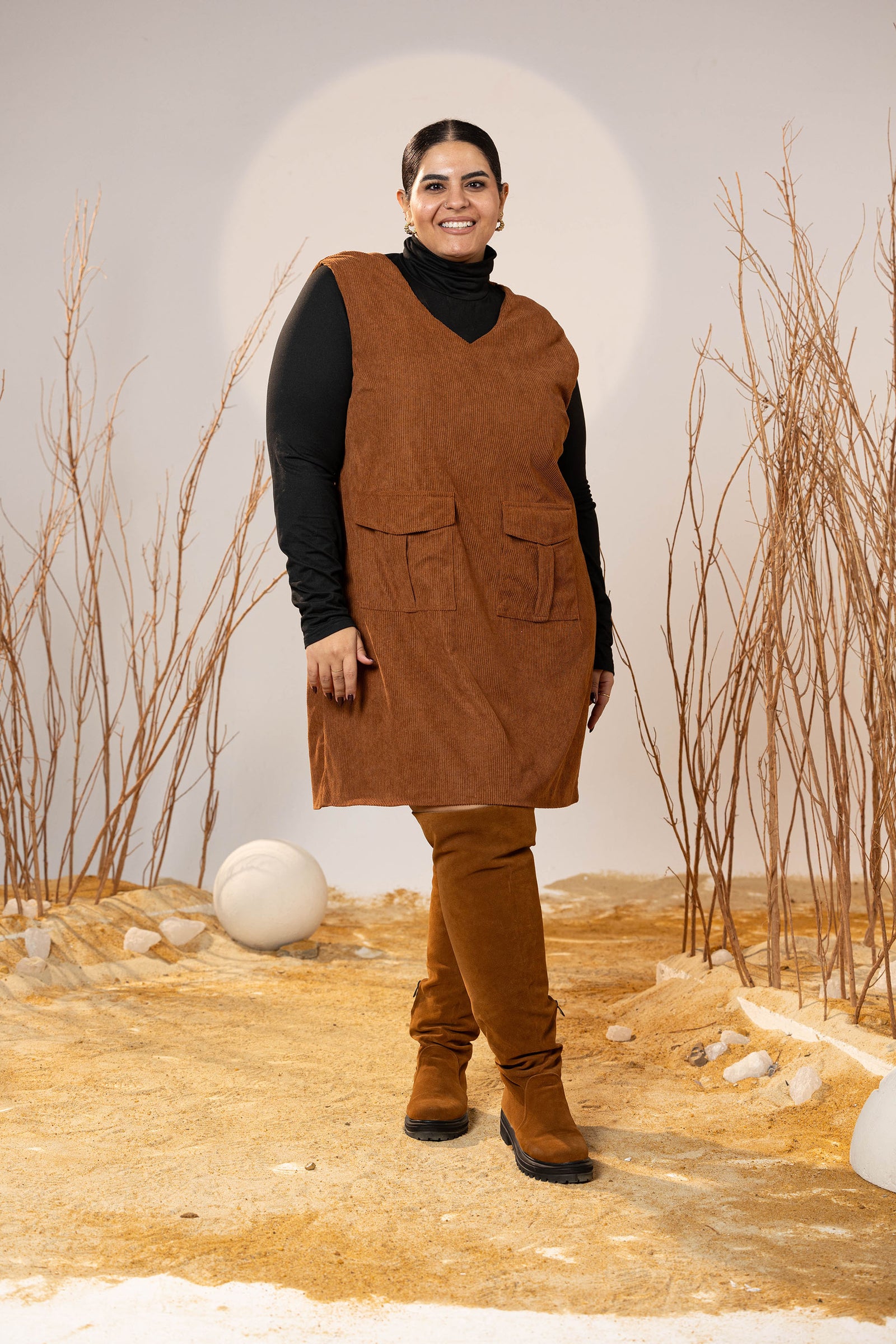 Caramel Pocket Cord Dress