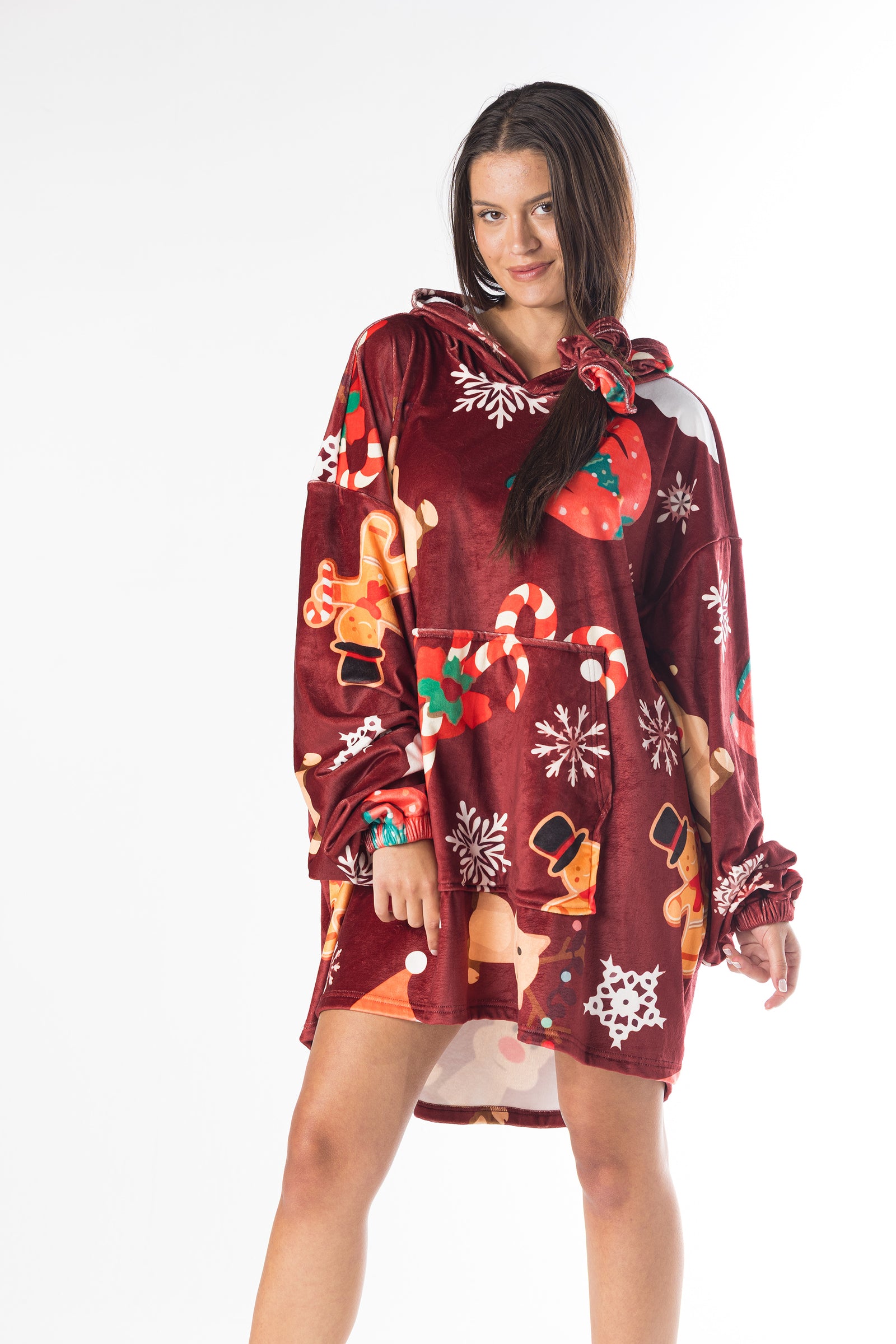 Christmas Oversized Hoodie Blanket – Soft Velvet Fleece