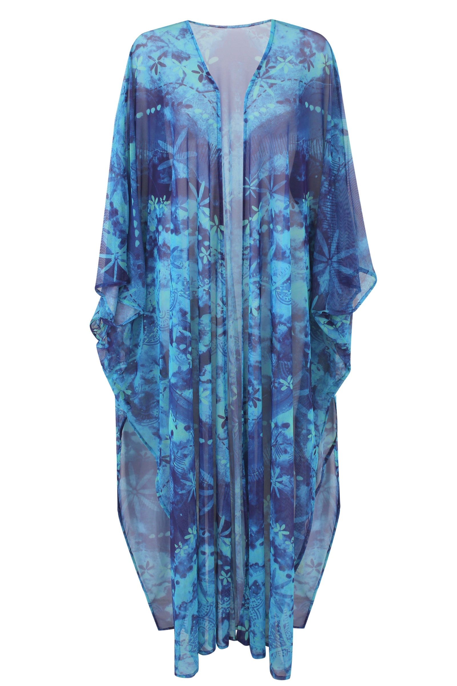 Deep Aqua Tulle Kimono