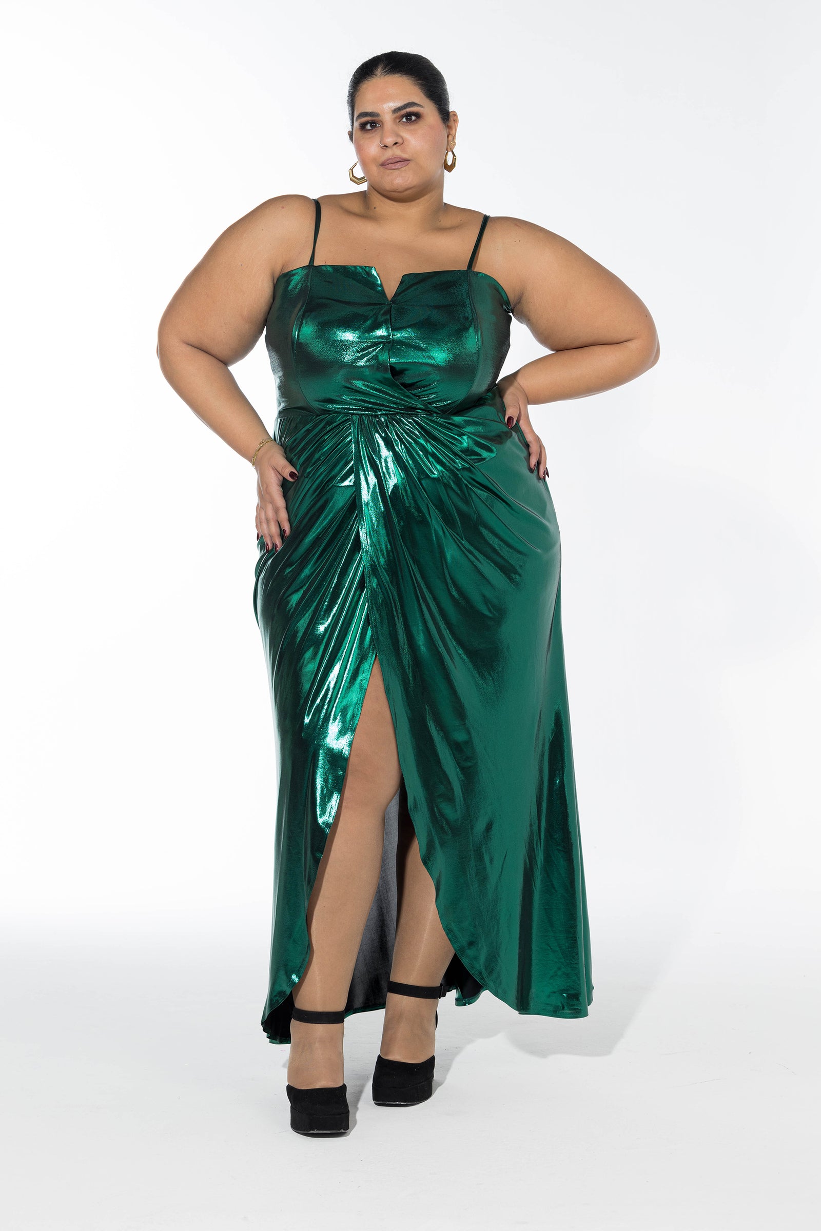 Emerald Dusk Gown - Metallic Emerald