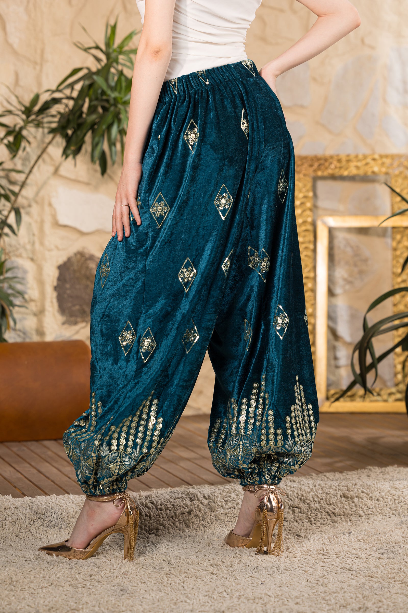 Emerald Heritage Velvet Pants