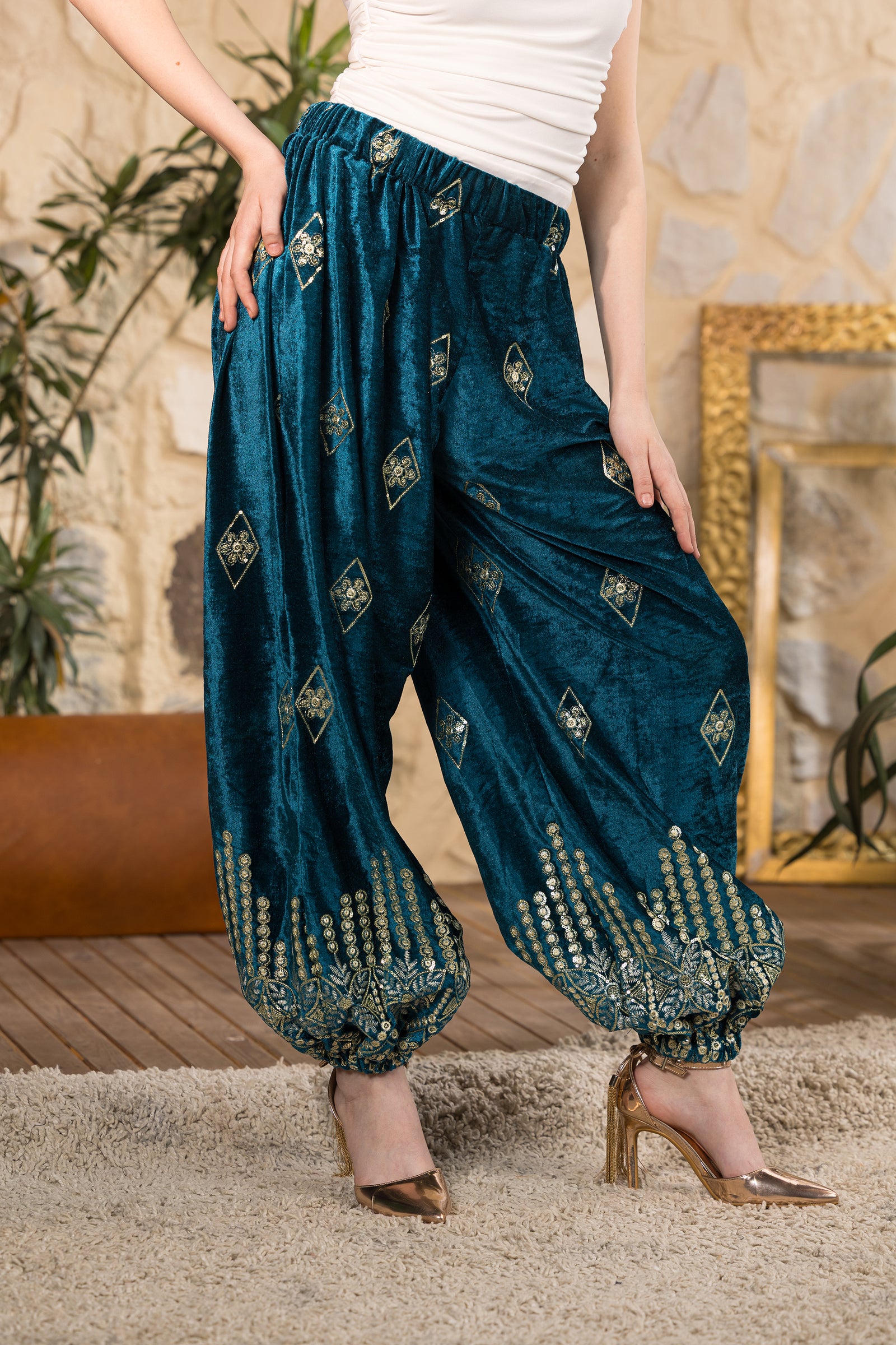 Emerald Heritage Velvet Pants