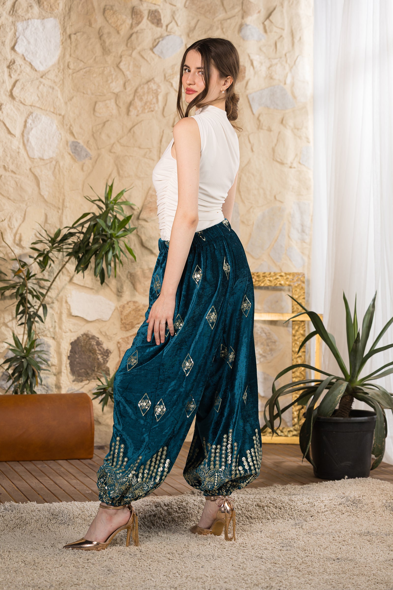 Emerald Heritage Velvet Pants