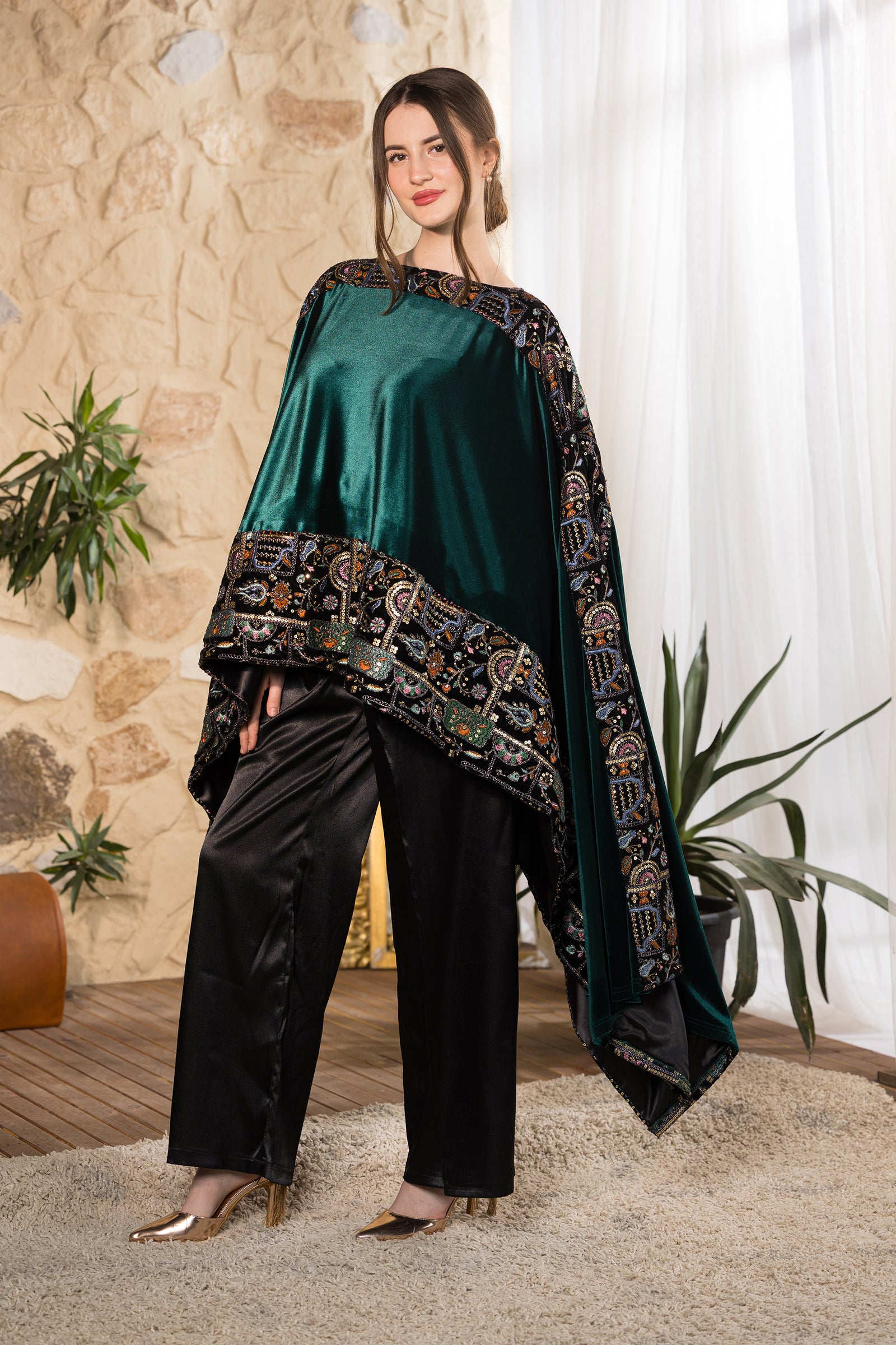 Emerald Mosaic Velvet Cape
