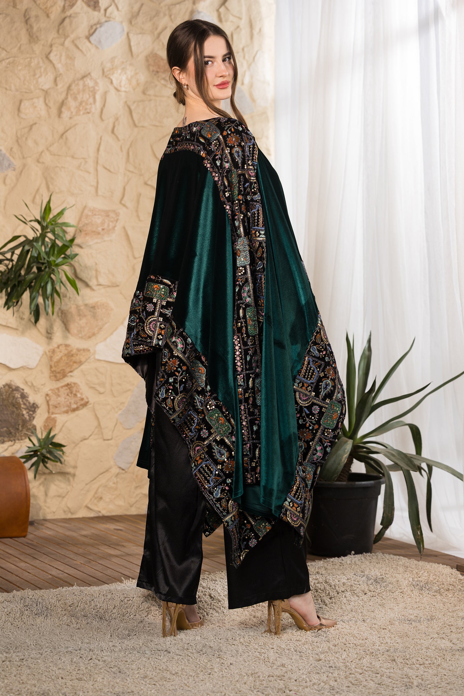 Emerald Mosaic Velvet Cape