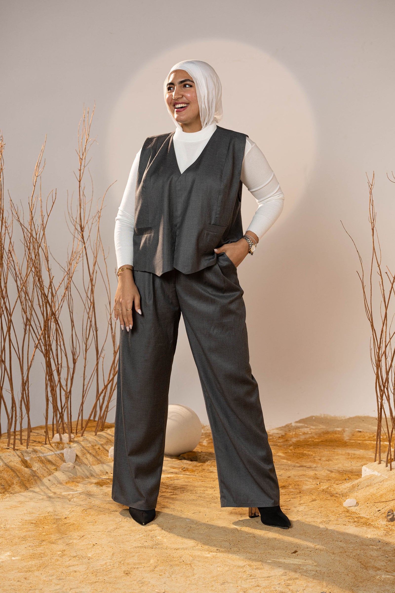 Essential 2-Piece Wool Vest Set - Grey