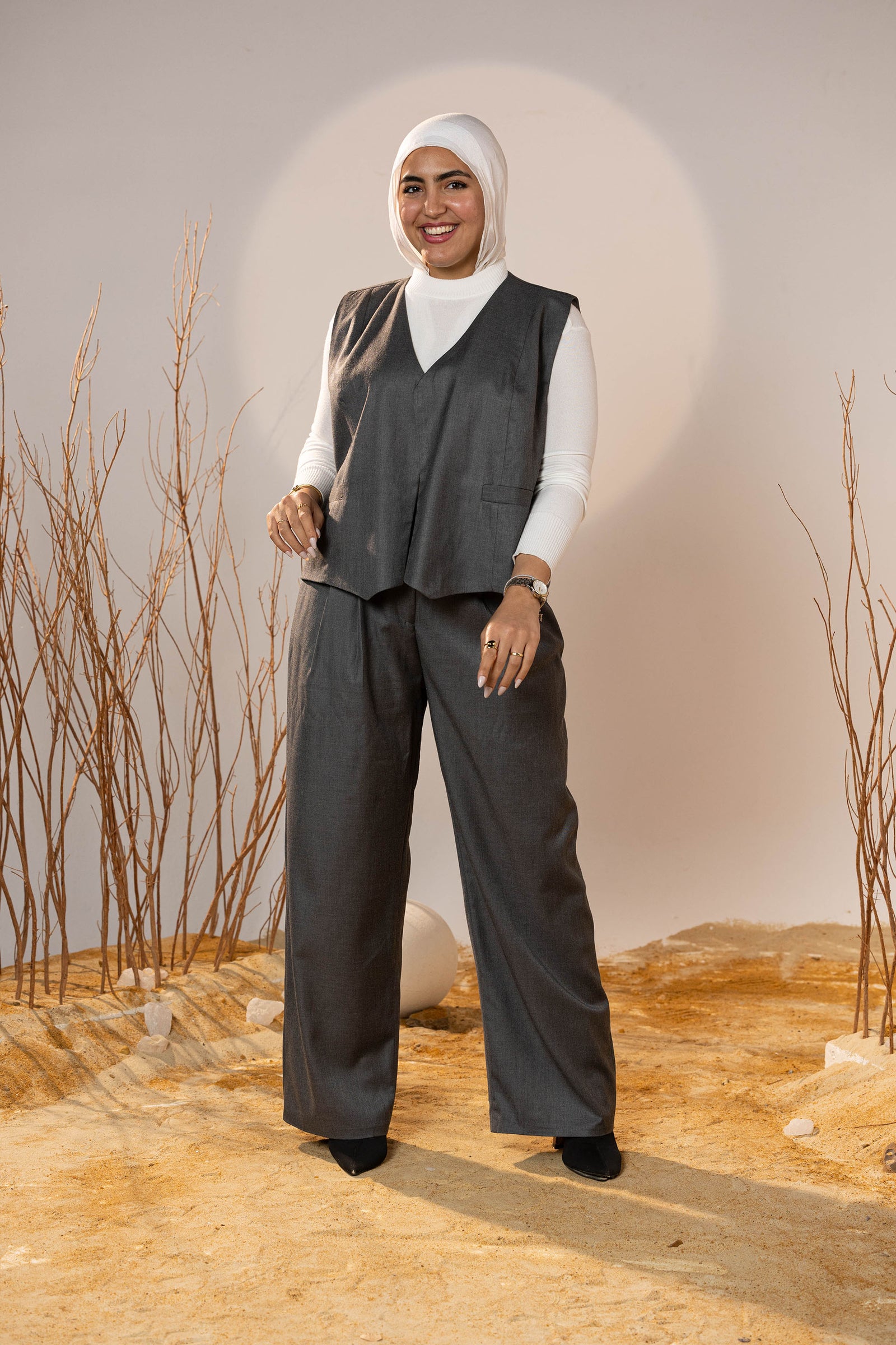 Essential 2-Piece Wool Vest Set - Grey