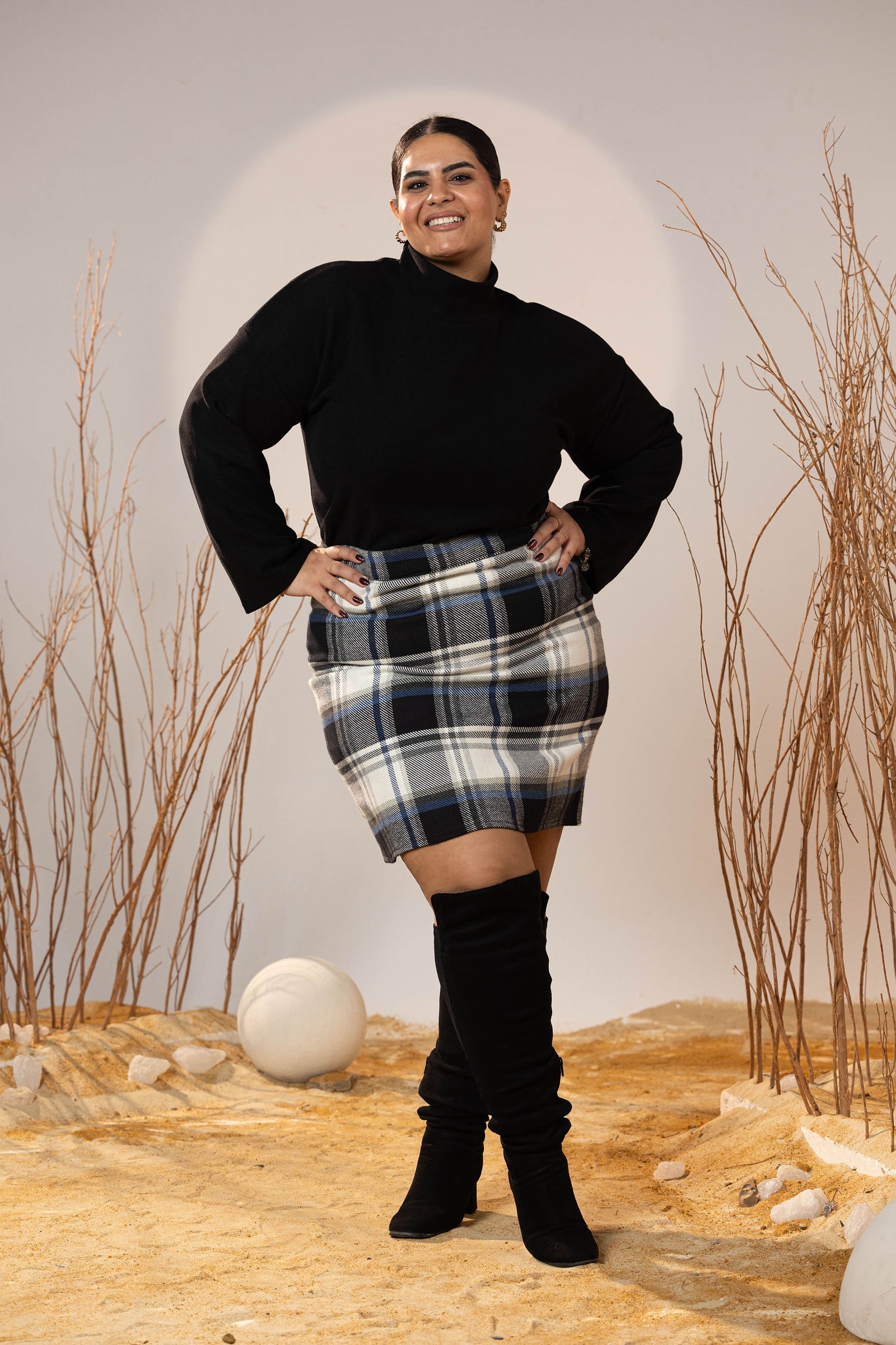 Frosted Check Mini Skirt