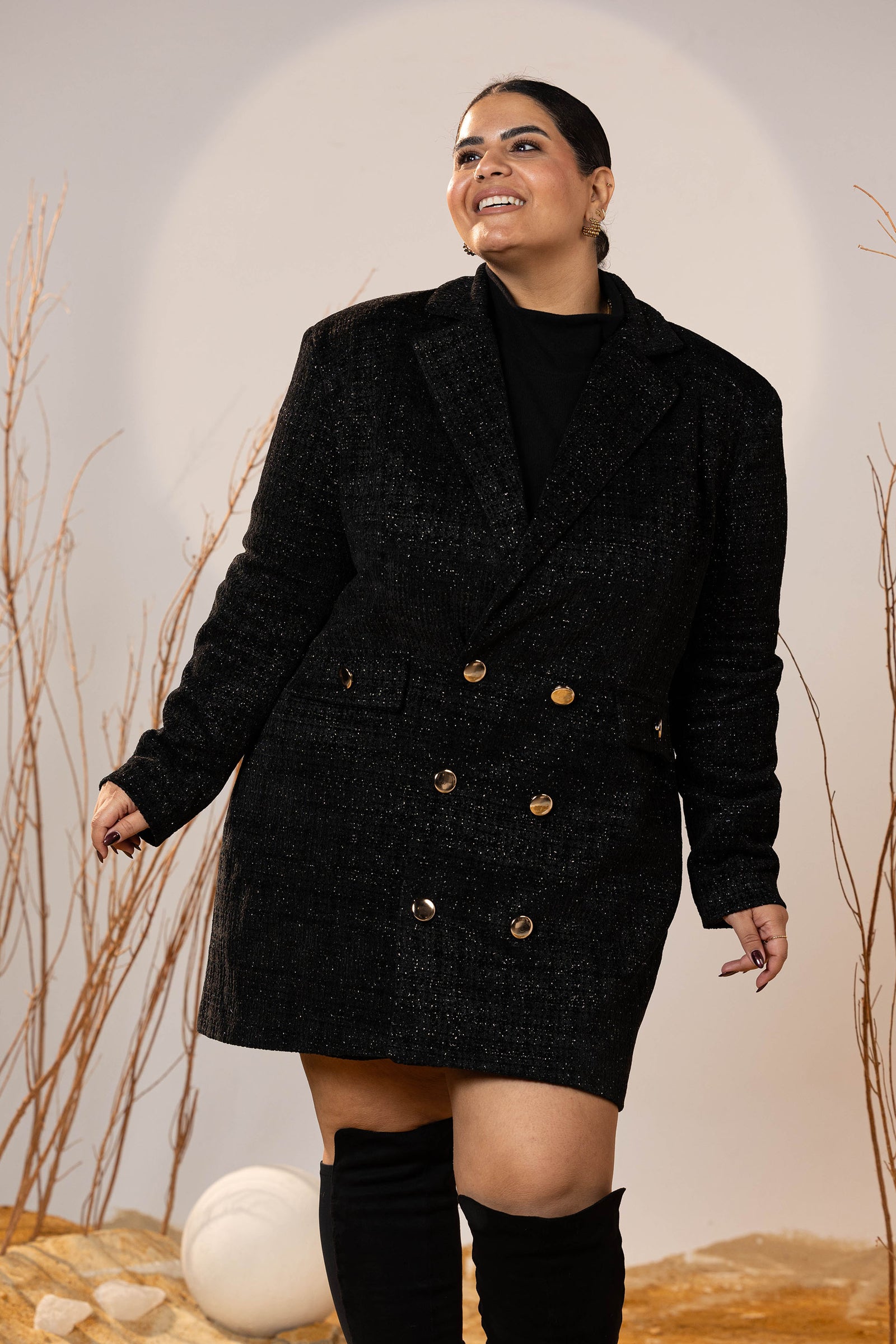 Glam Boulevard Tweed Blazer Dress