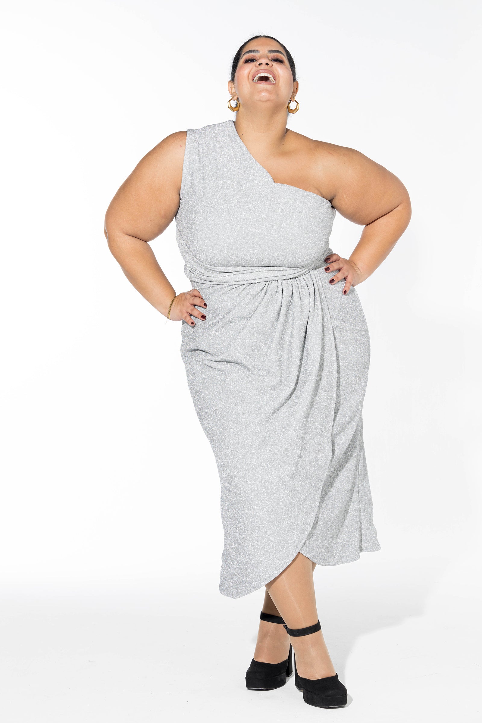 Glow Off-Shoulder Wrap Dress - Silver