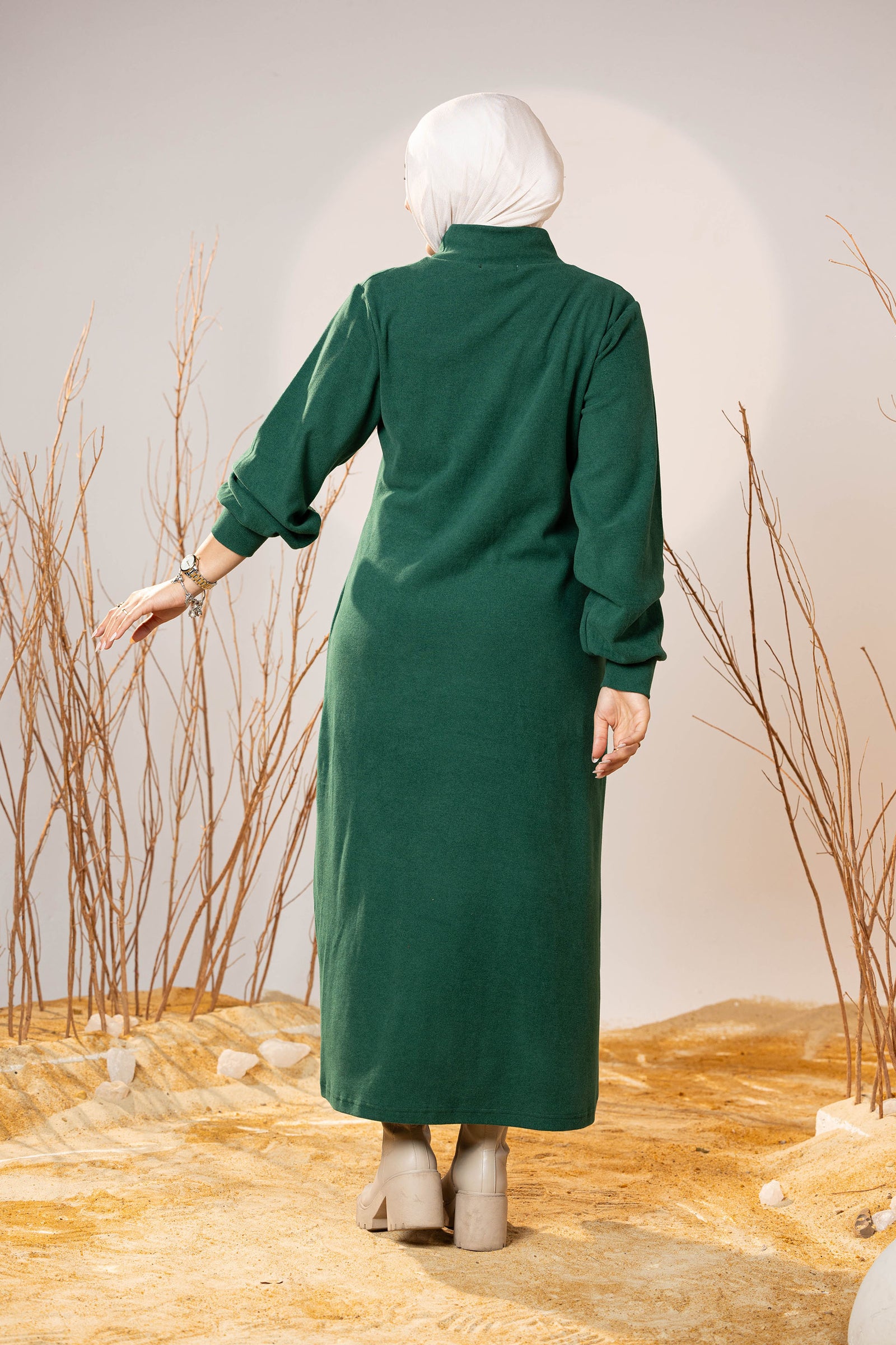 Green Cozy Wool Maxi Dress