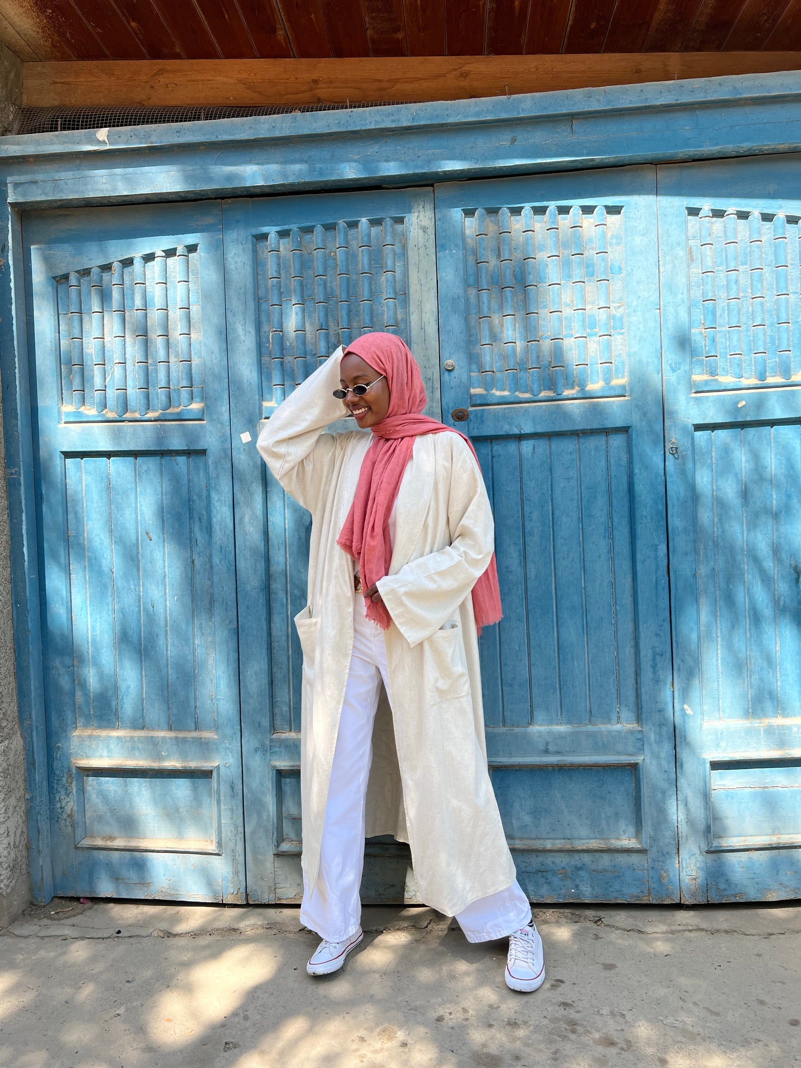 Collared linen kimono - Beige
