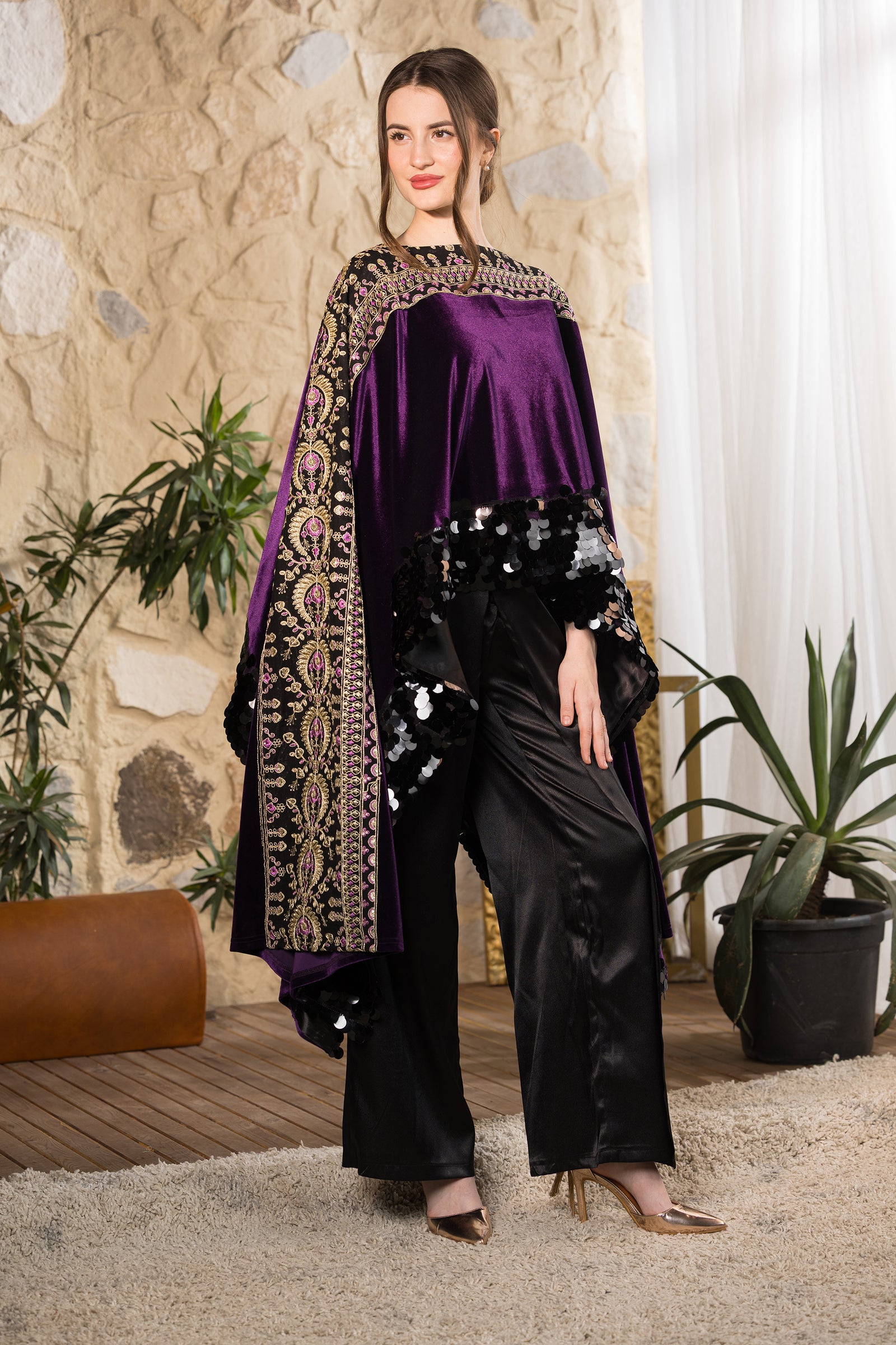 Imperial Velvet Sequin Cape