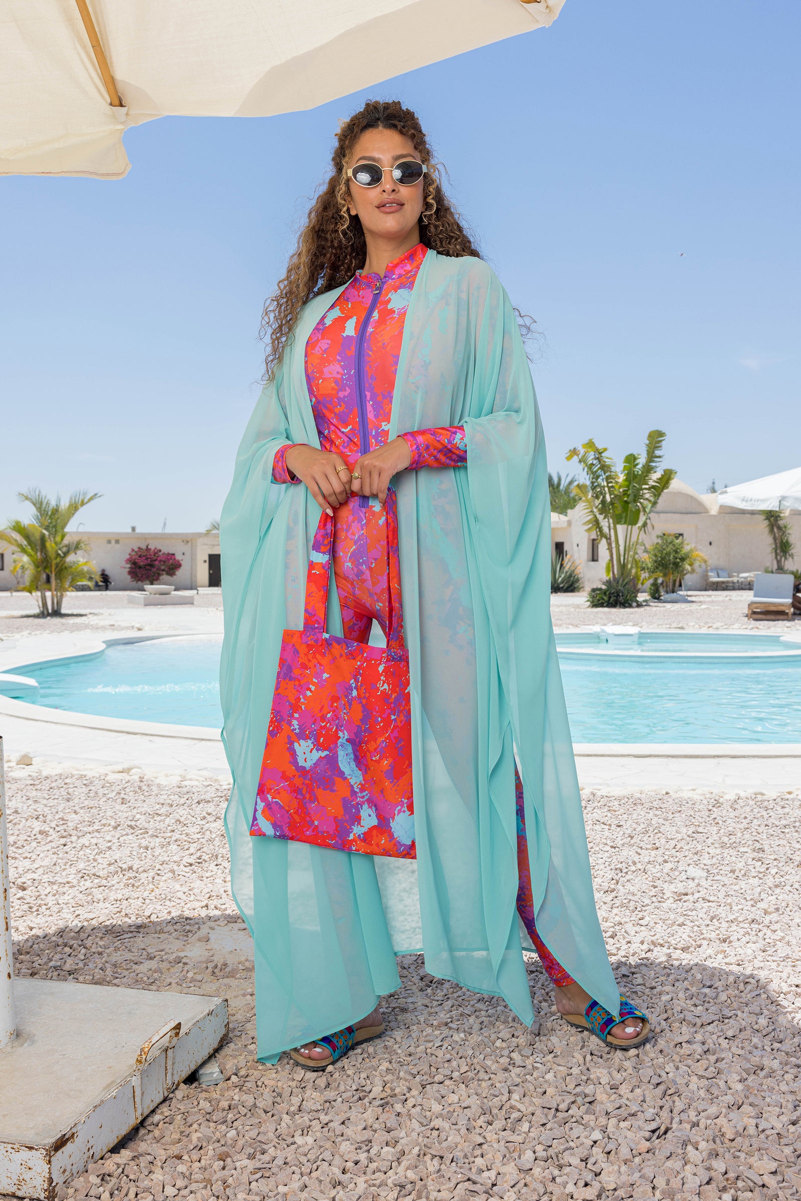 Inferno Burkini Set with Chiffon Cover-Up