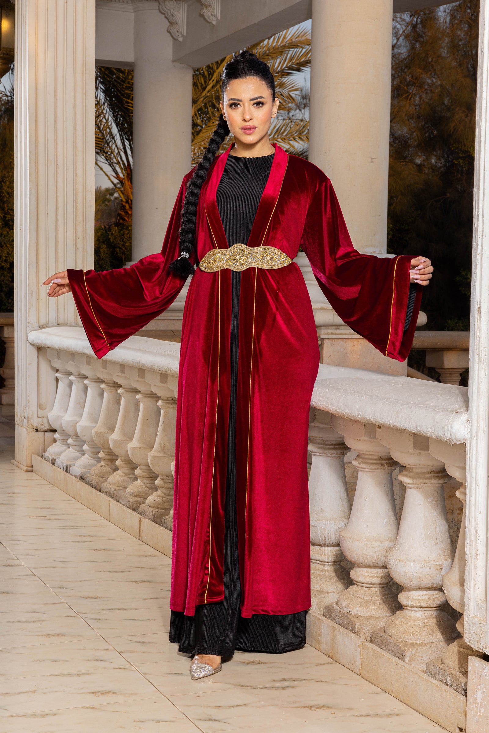 Malak Velvet Maroon Kimono