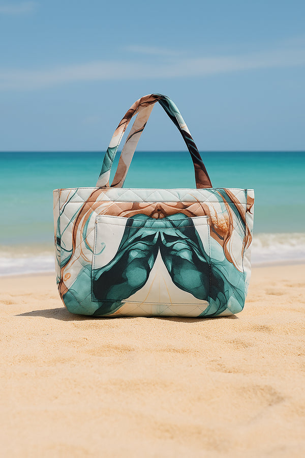 Marbled Oasis Waterproof Beach Bag