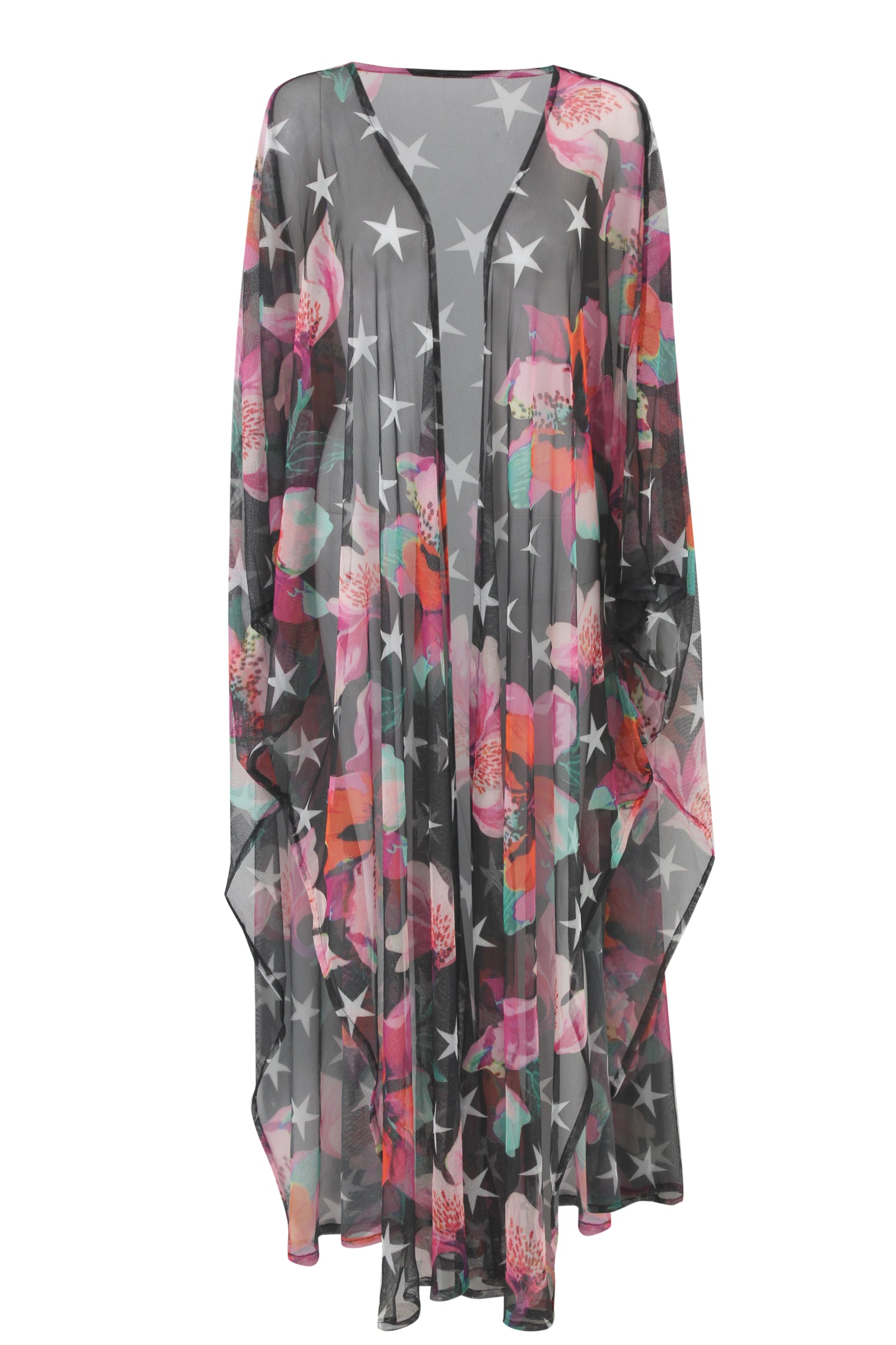 Midnight Flora Tulle Kimono