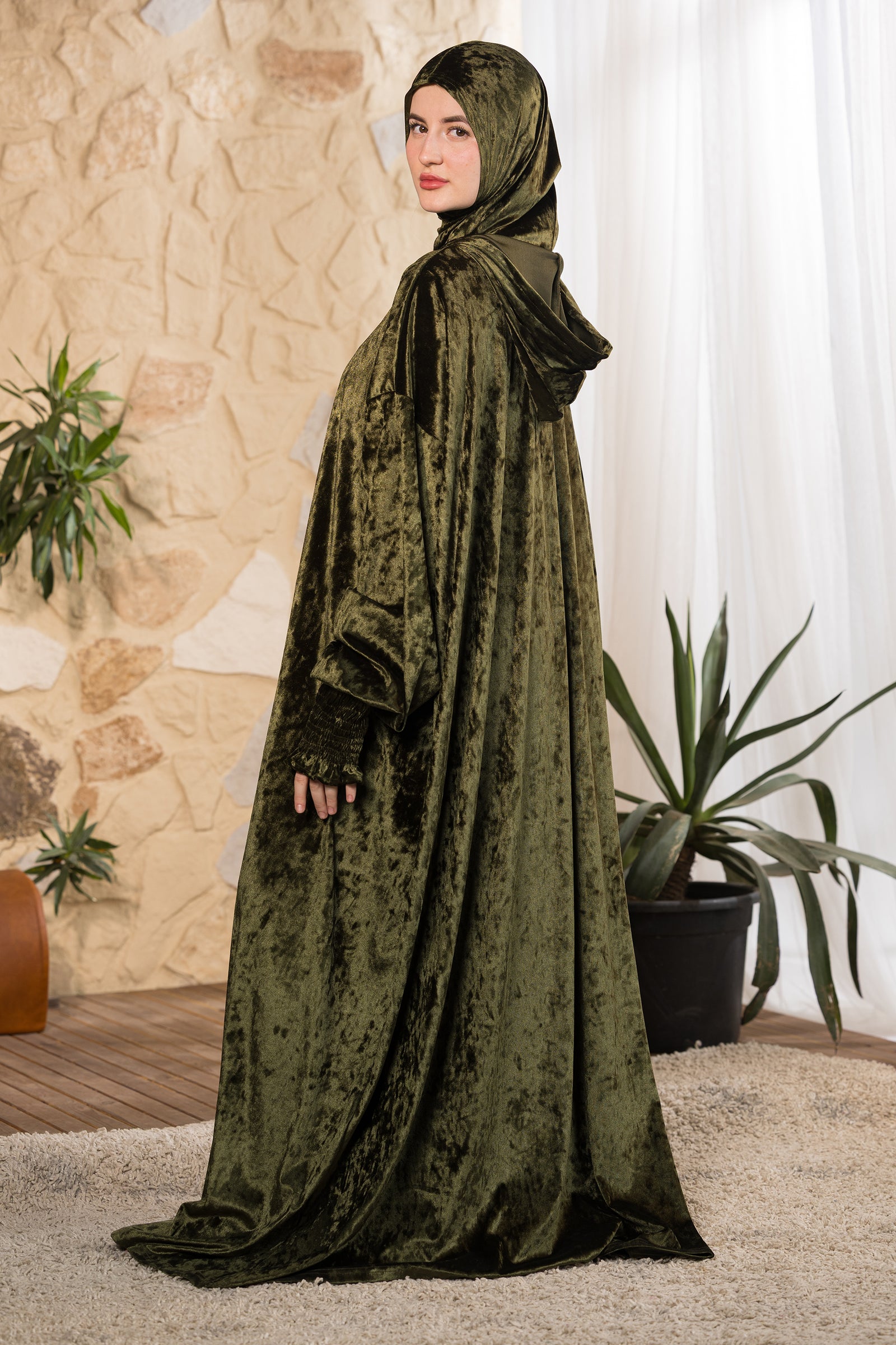 Olive Serenity Hooded Prayer Abaya