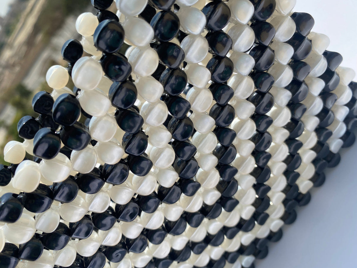 Black x white Beaded Bag