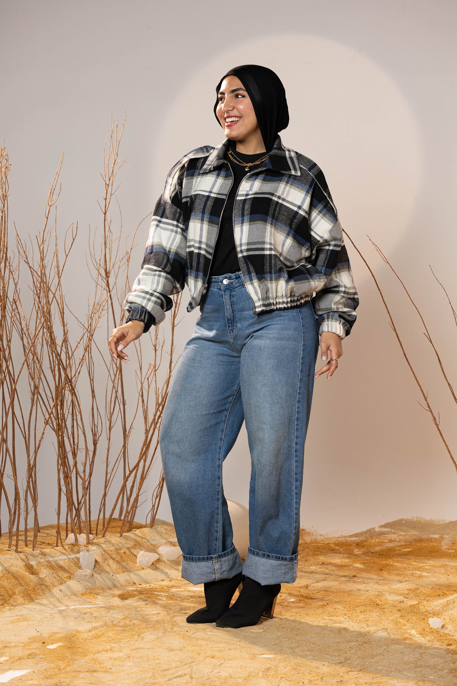 Plaid Wool Winter Bomber