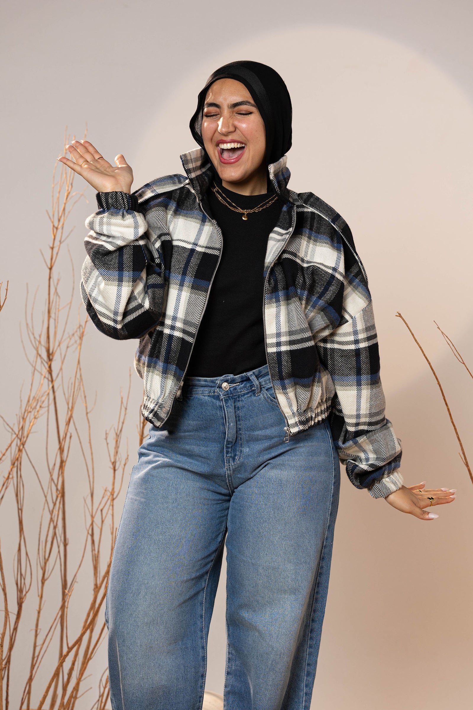 Plaid Wool Winter Bomber