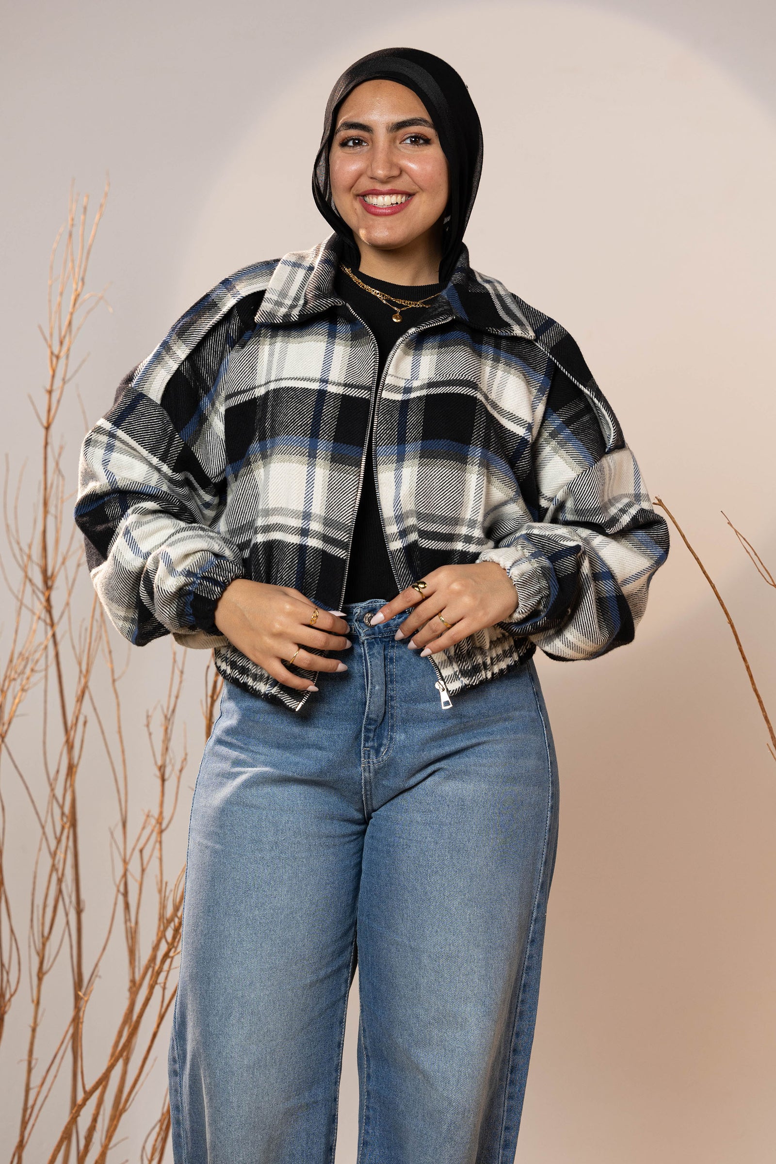 Plaid Wool Winter Bomber