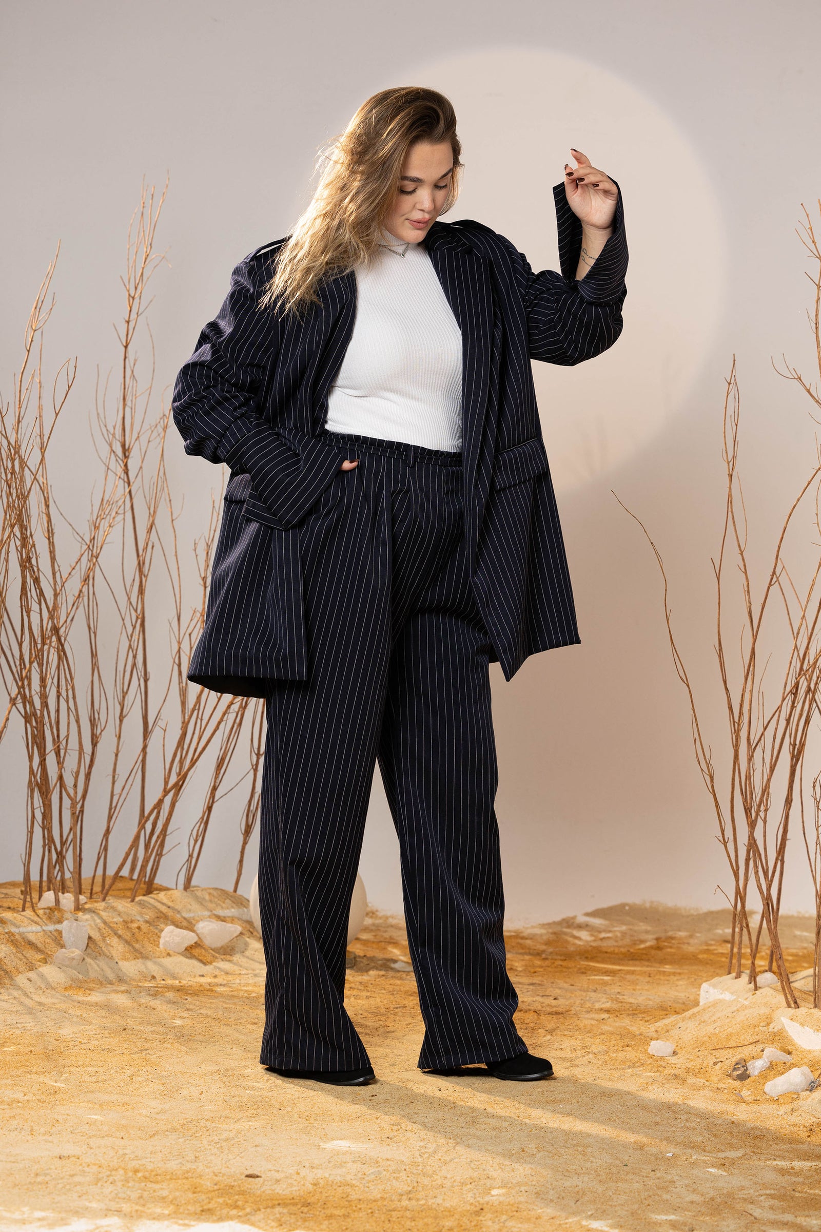 Power Wool Striped Blazer Set