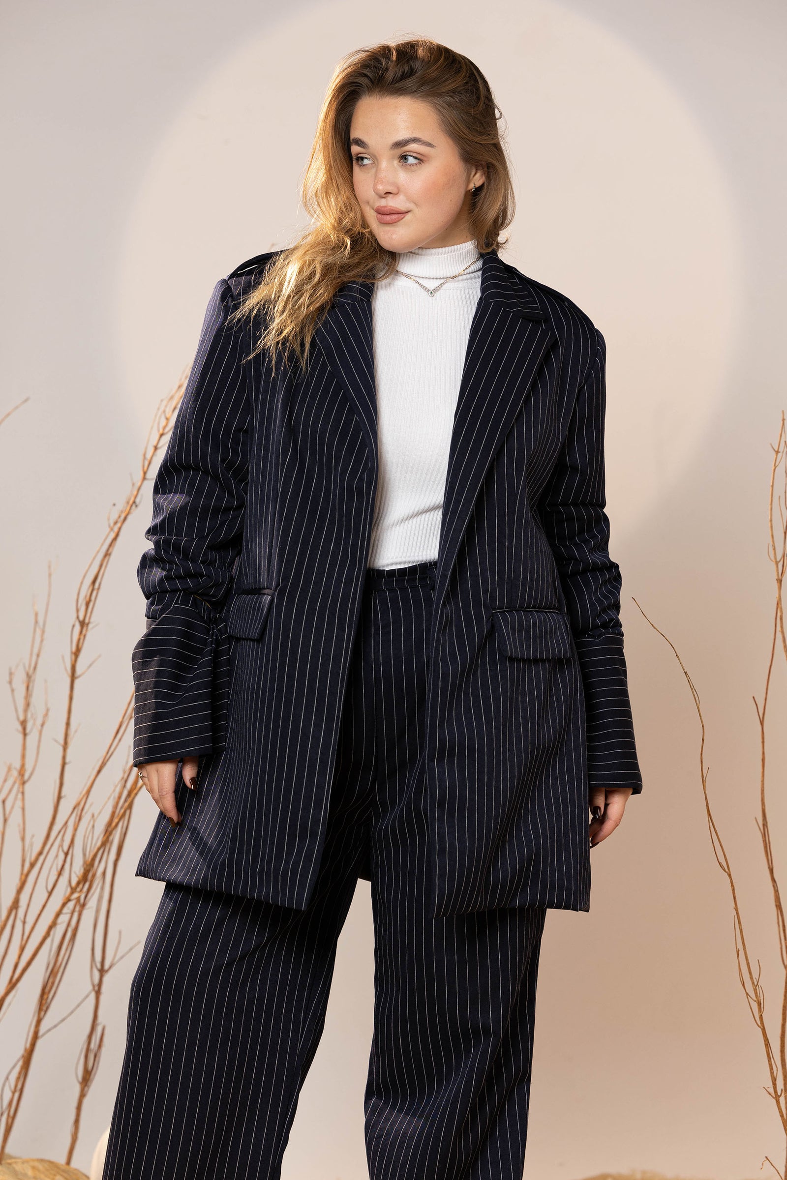 Power Wool Striped Blazer Set