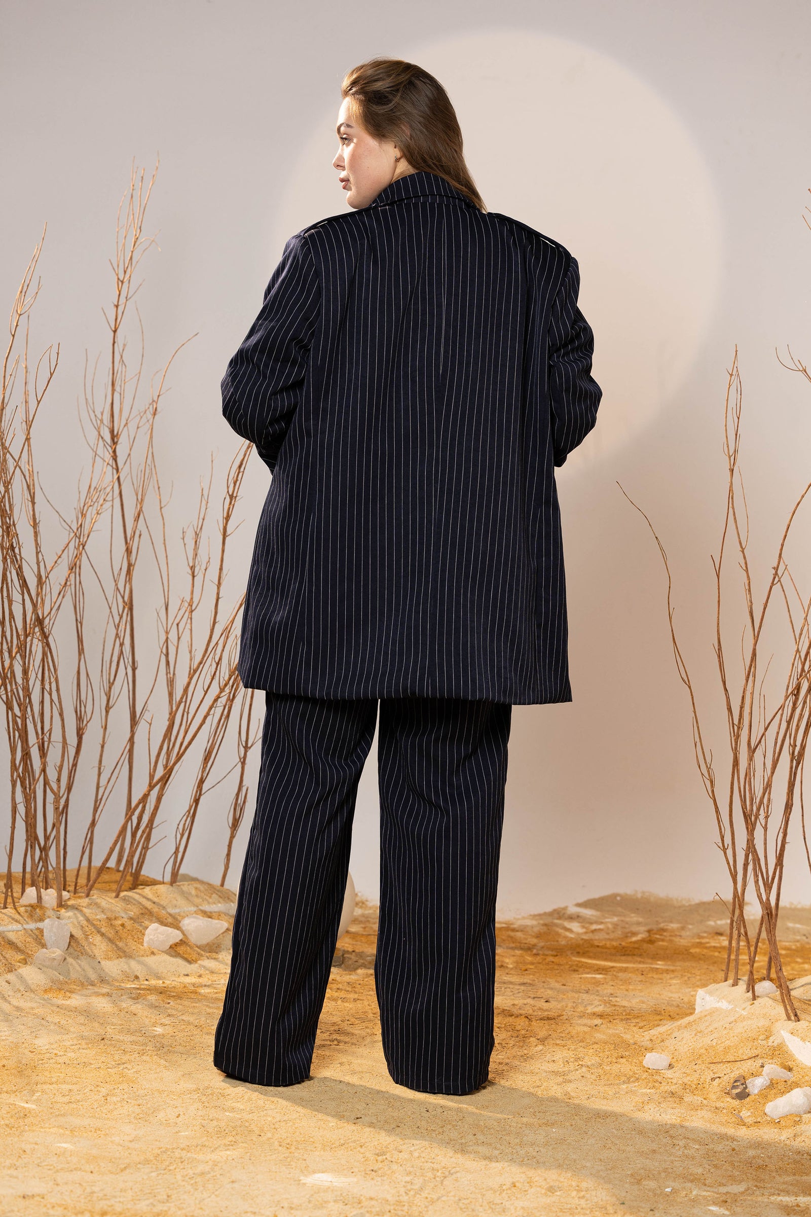Power Wool Striped Blazer Set