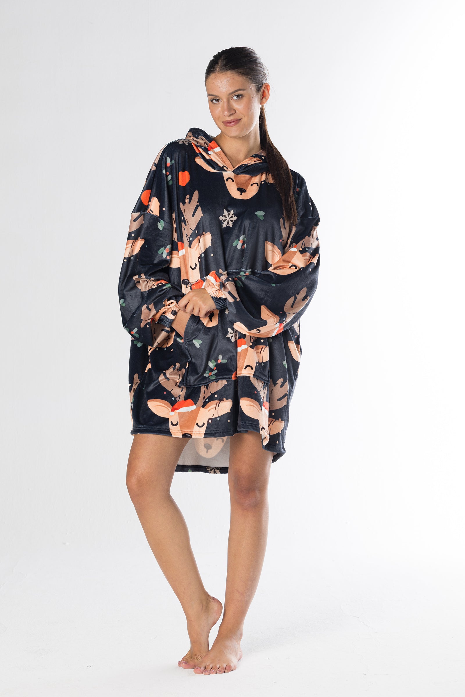 Reindeer Dreams Hoodie Blanket
