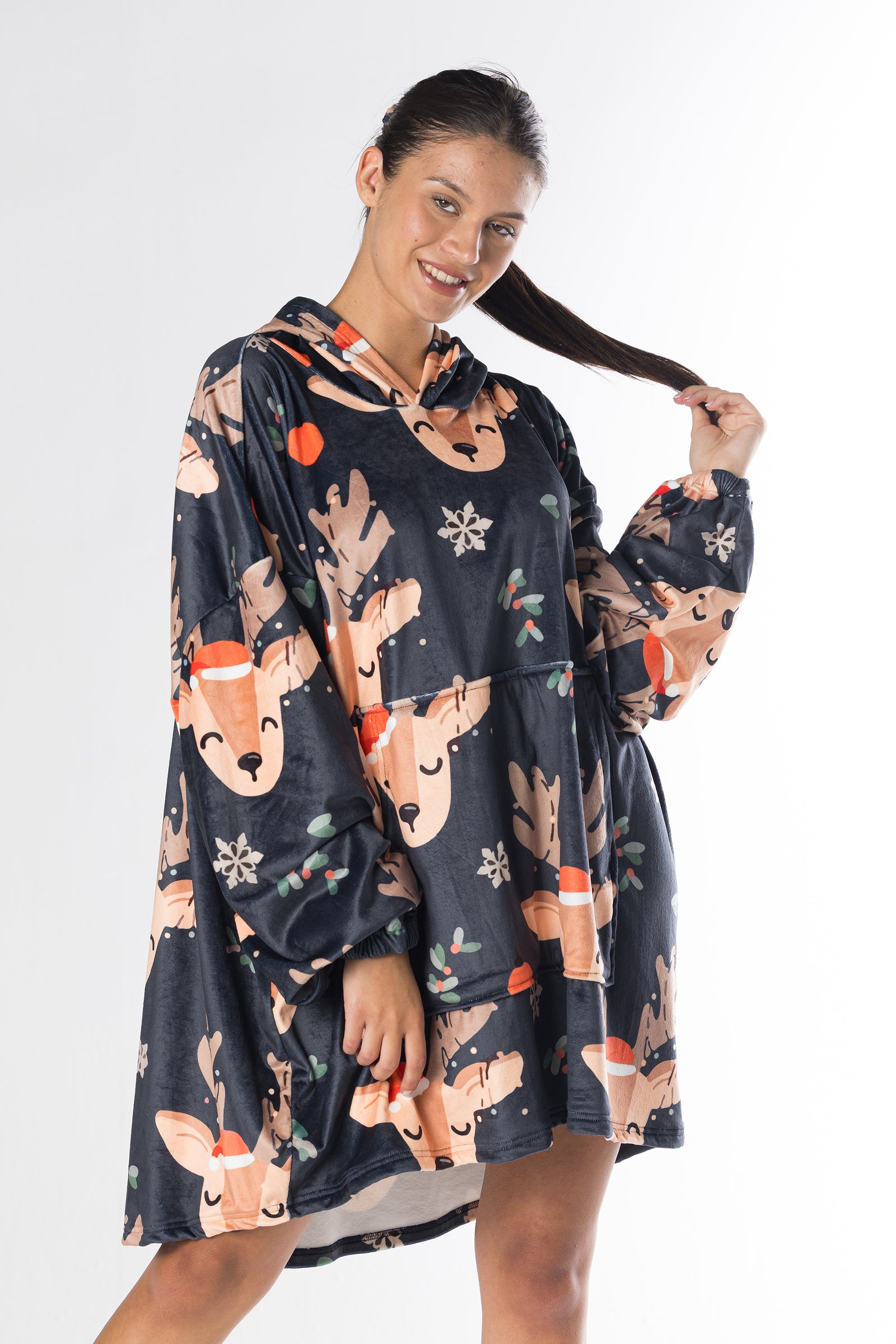 Reindeer Dreams Hoodie Blanket