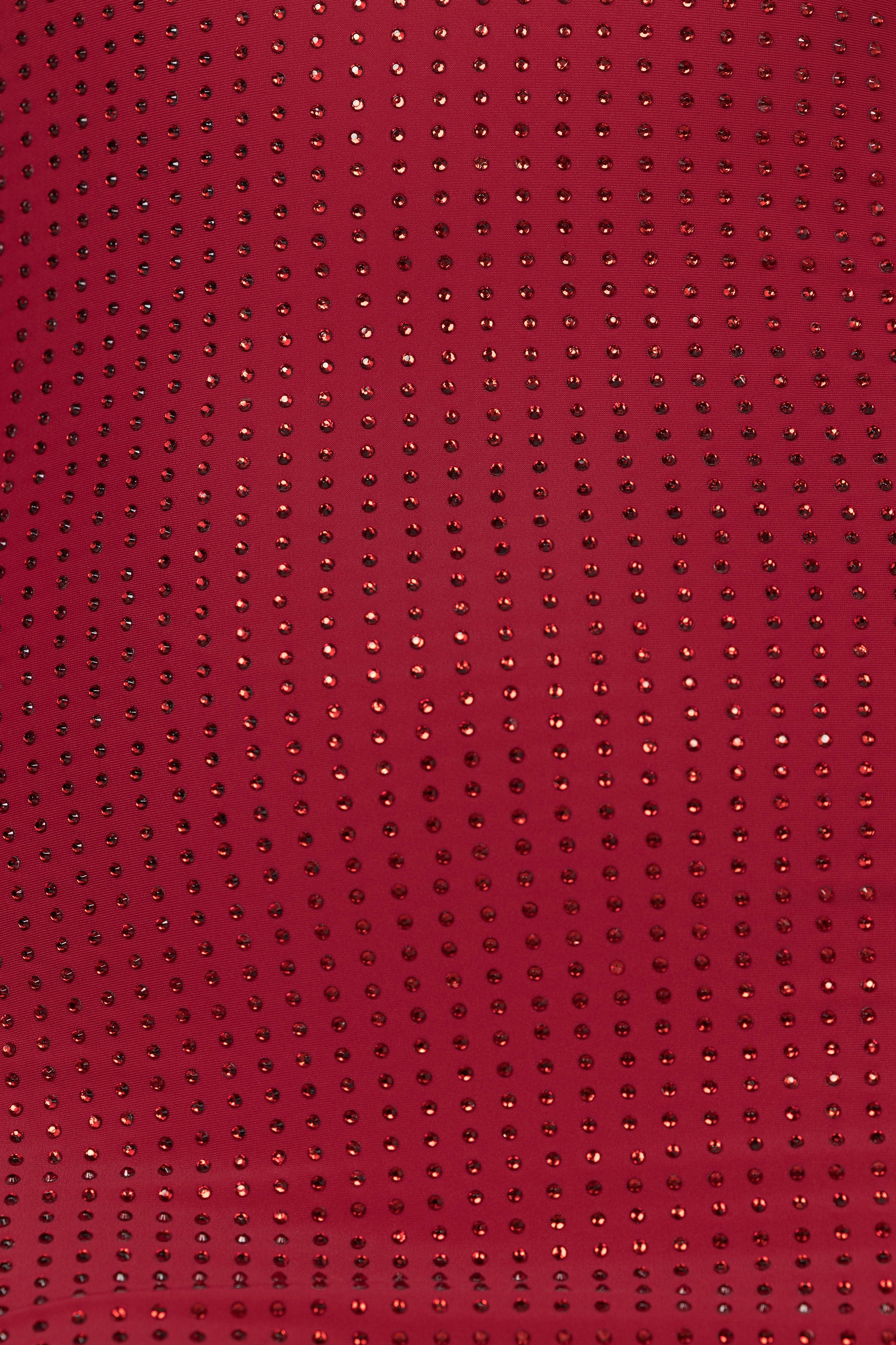 Rhinestone Mini Red Dress - Red