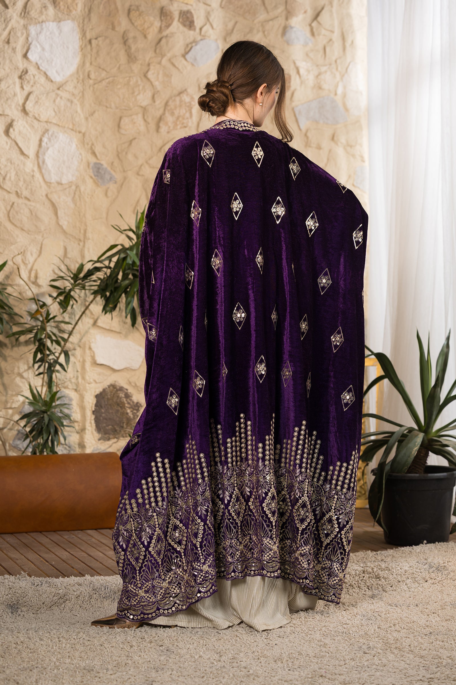 Royal Heritage Embroidered Velvet Abaya