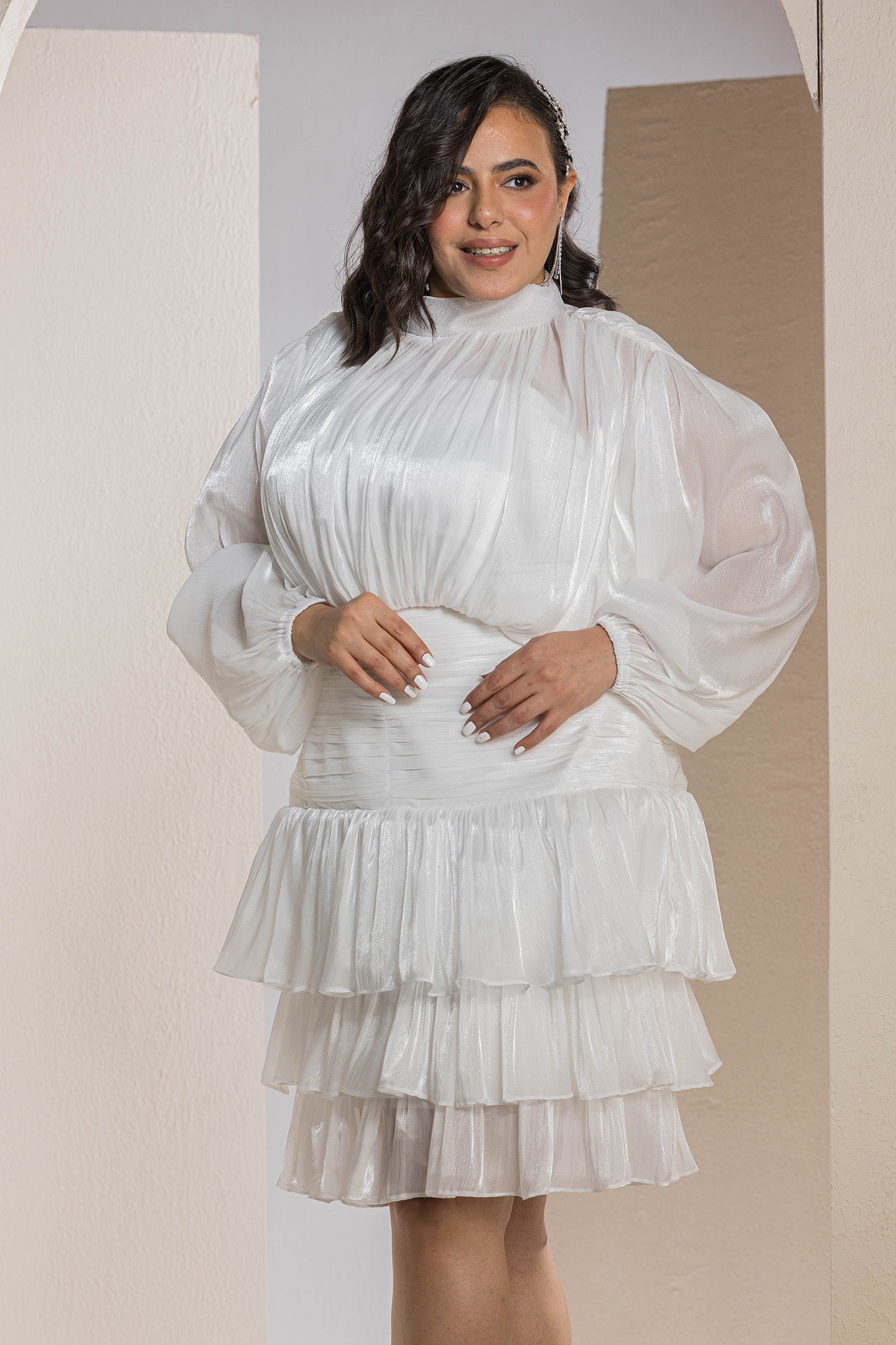 Shimmer Pleated Tier - White