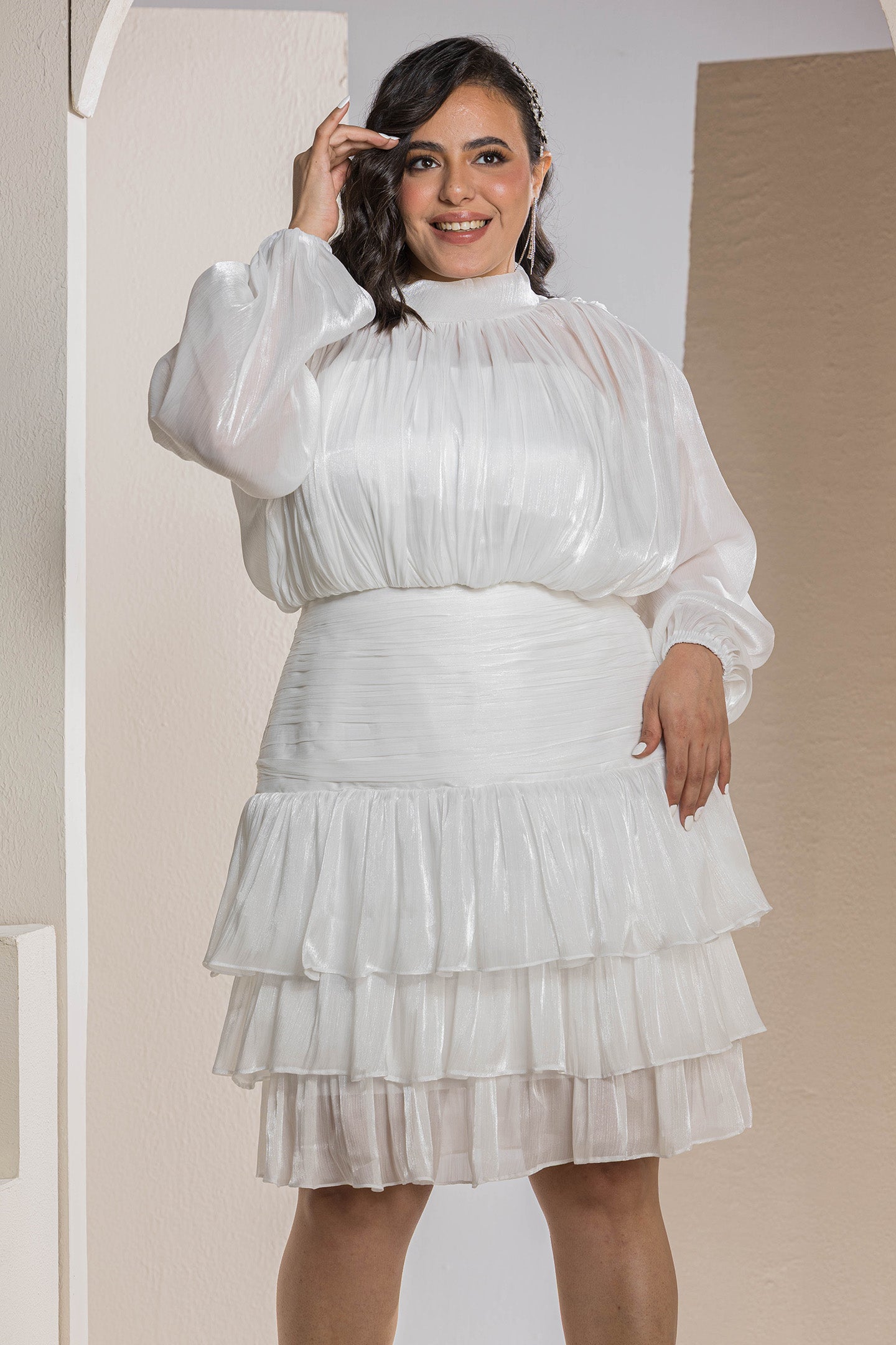 Shimmer Pleated Tier - White