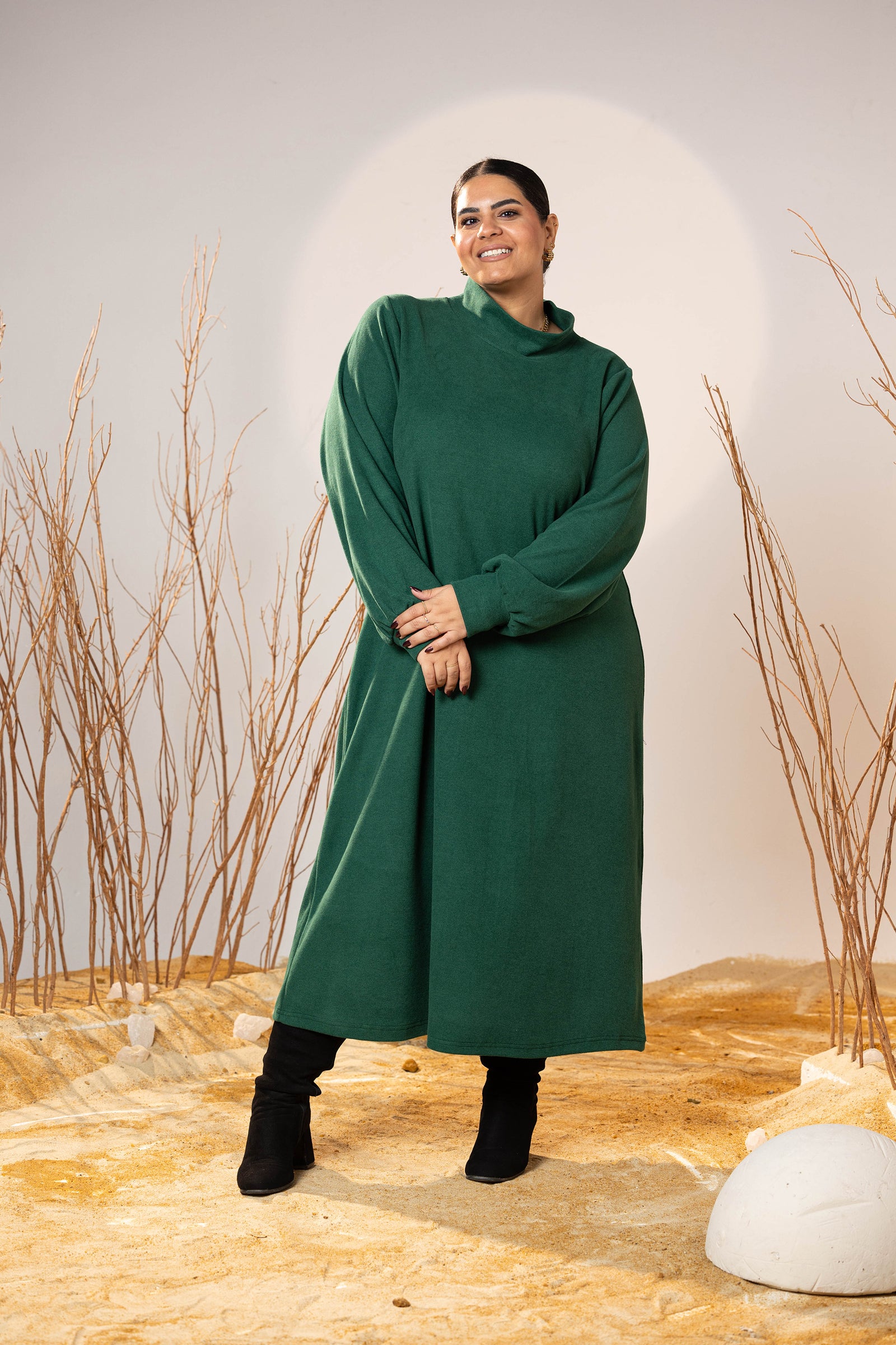 Soft Forest Wool Maxi Dress