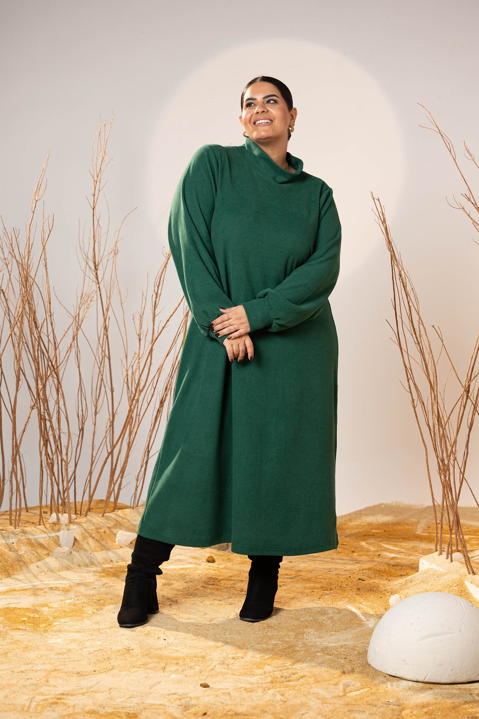 Soft Forest Wool Maxi Dress